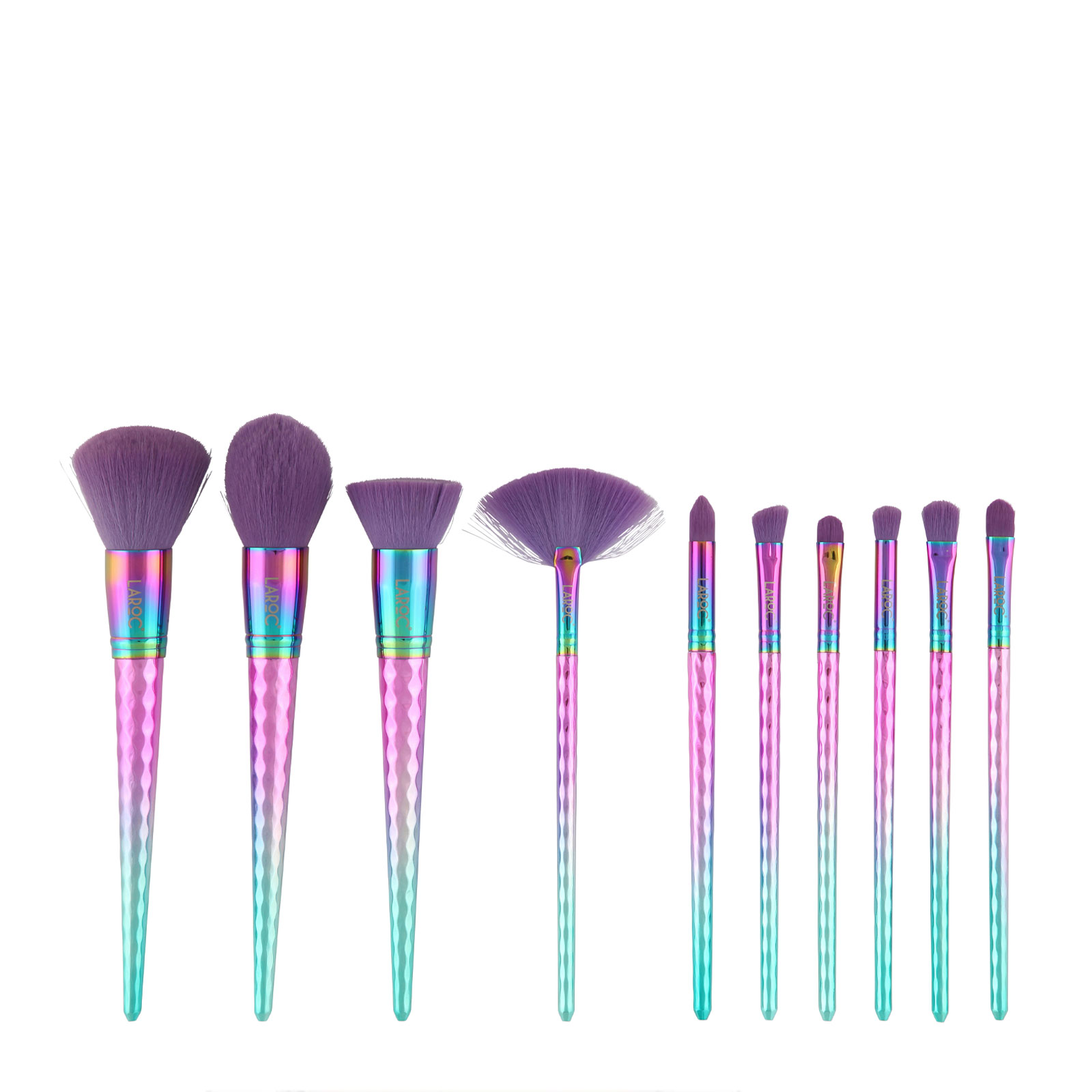 LaRoc Cosmetics 10 Piece Diamond Rainbow Brush Set