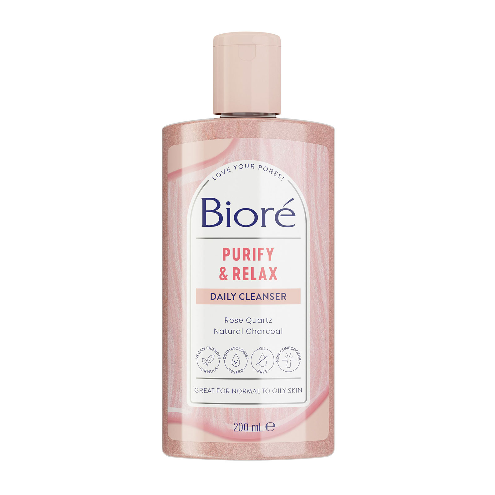 Biore Rose Quartz & Charcoal Daily Purifying Cleanser For Oily Skin 200Ml