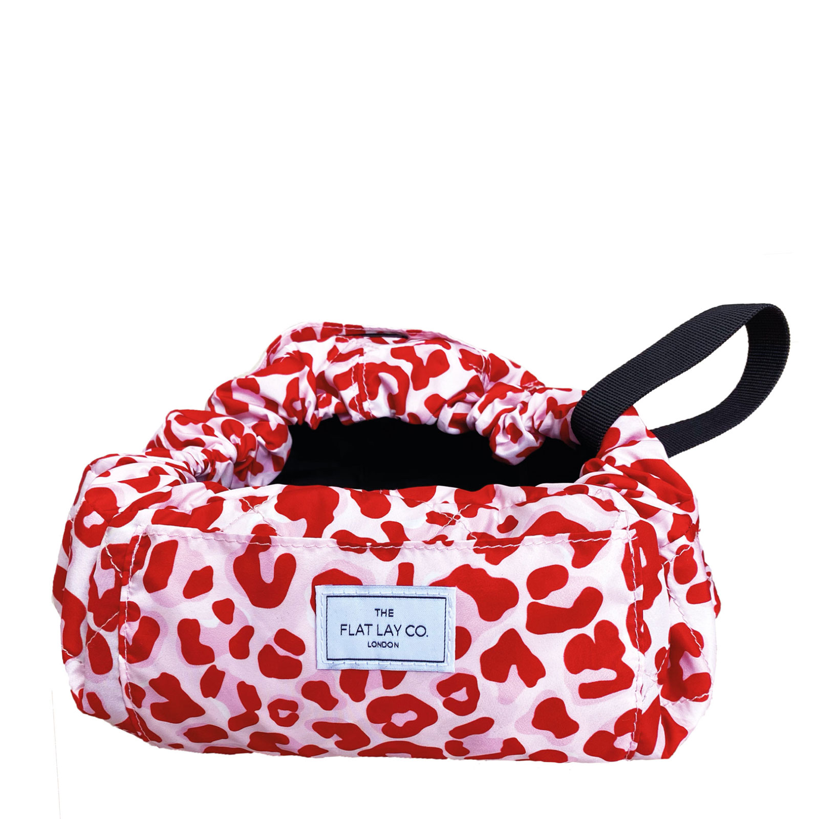 The Flat Lay Co. Open Flat Makeup Bag in Pink Leopard