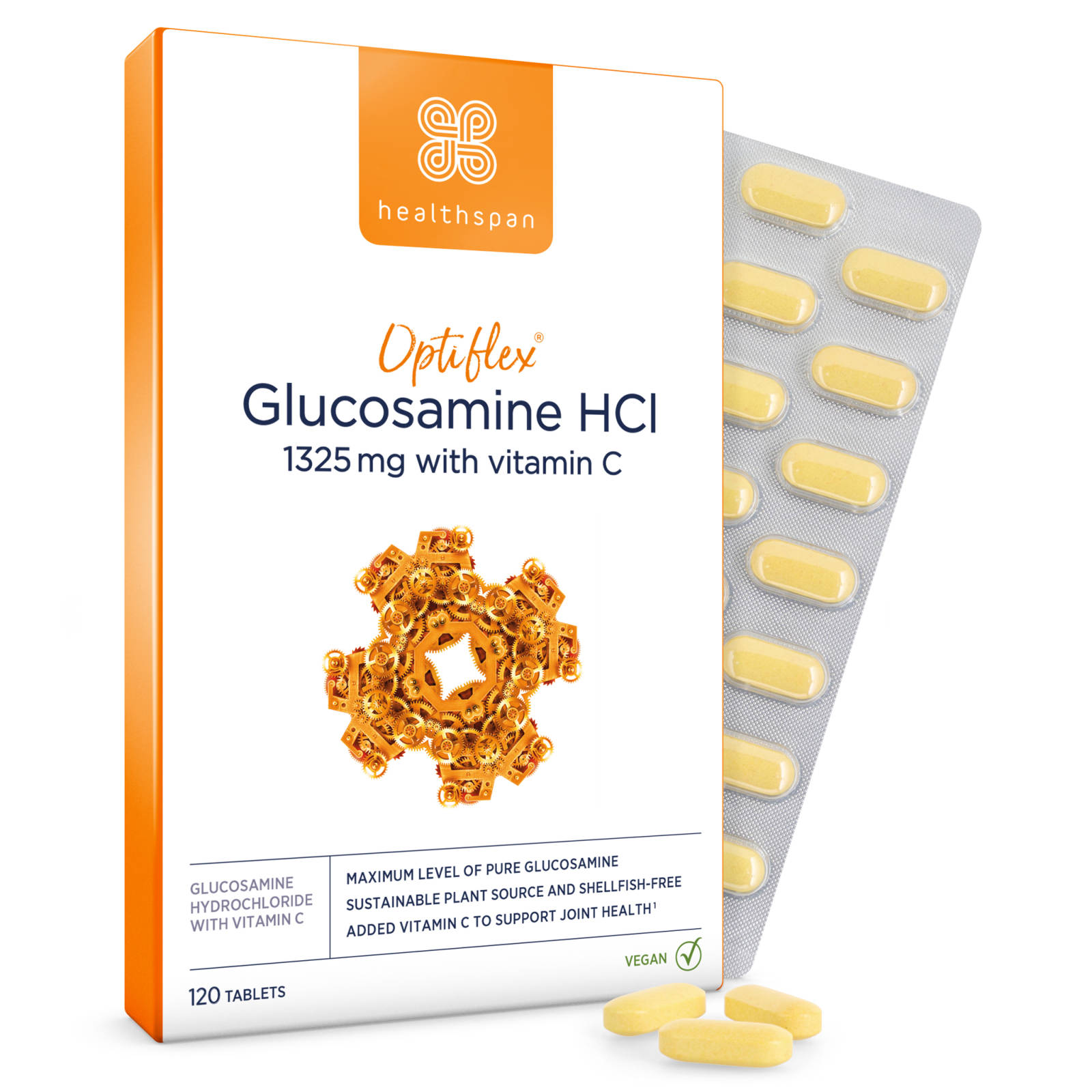 Healthspan Optiflex Glucosamine Hci 1,325Mg With Vitamin C 120 Tablets