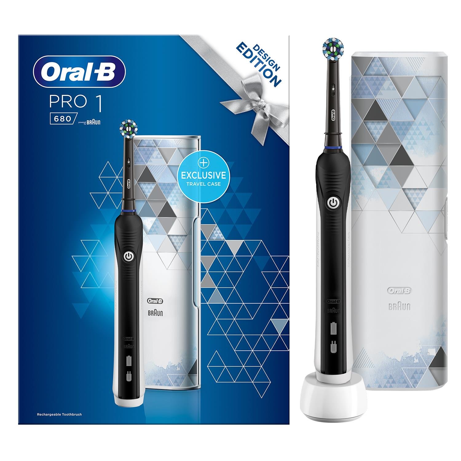 Oral-B Pro 680 3D Electric Toothbrush Black & White With Travel Case