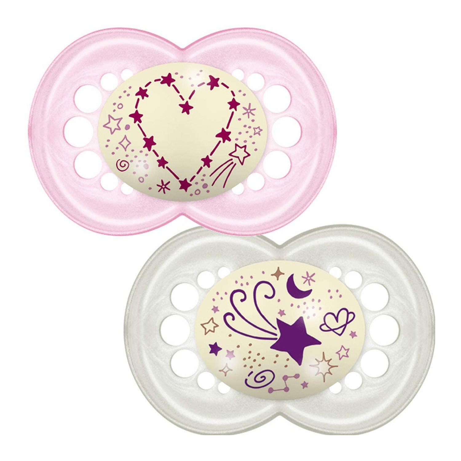 MAM Night Soother - 6m+ - Pink - Twin Pack Pink Unisex