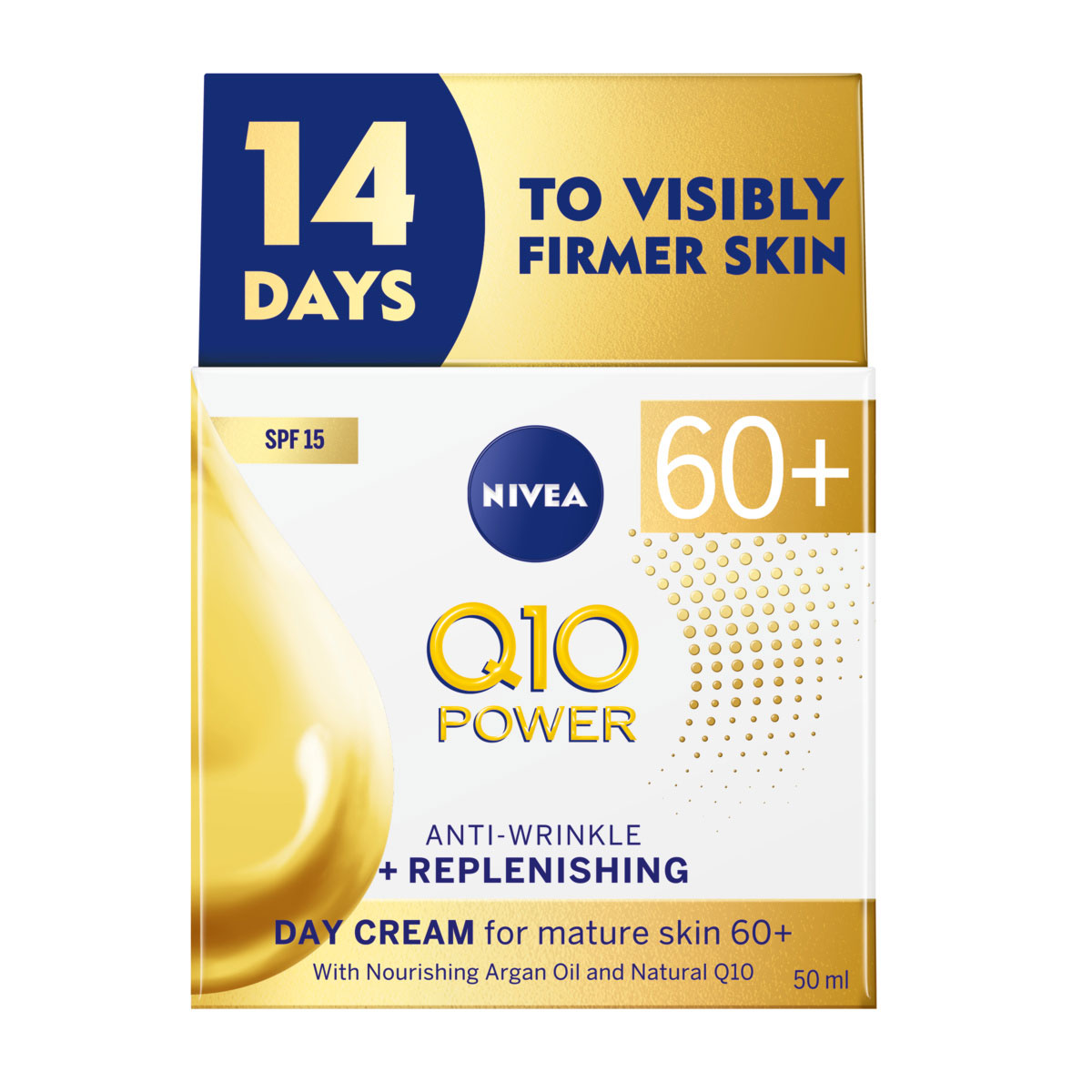 Nivea Q10 Power 60+ Anti-Wrinkle Face Cream Moisturiser Spf15 50Ml