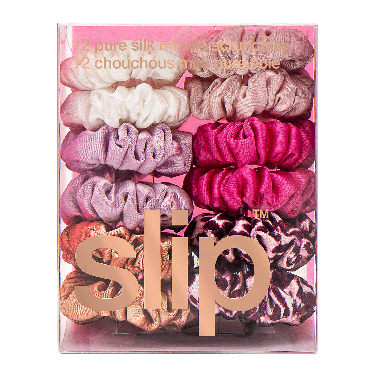 Slip Pure Silk Minnie Scrunchies French Rose 12 Pack