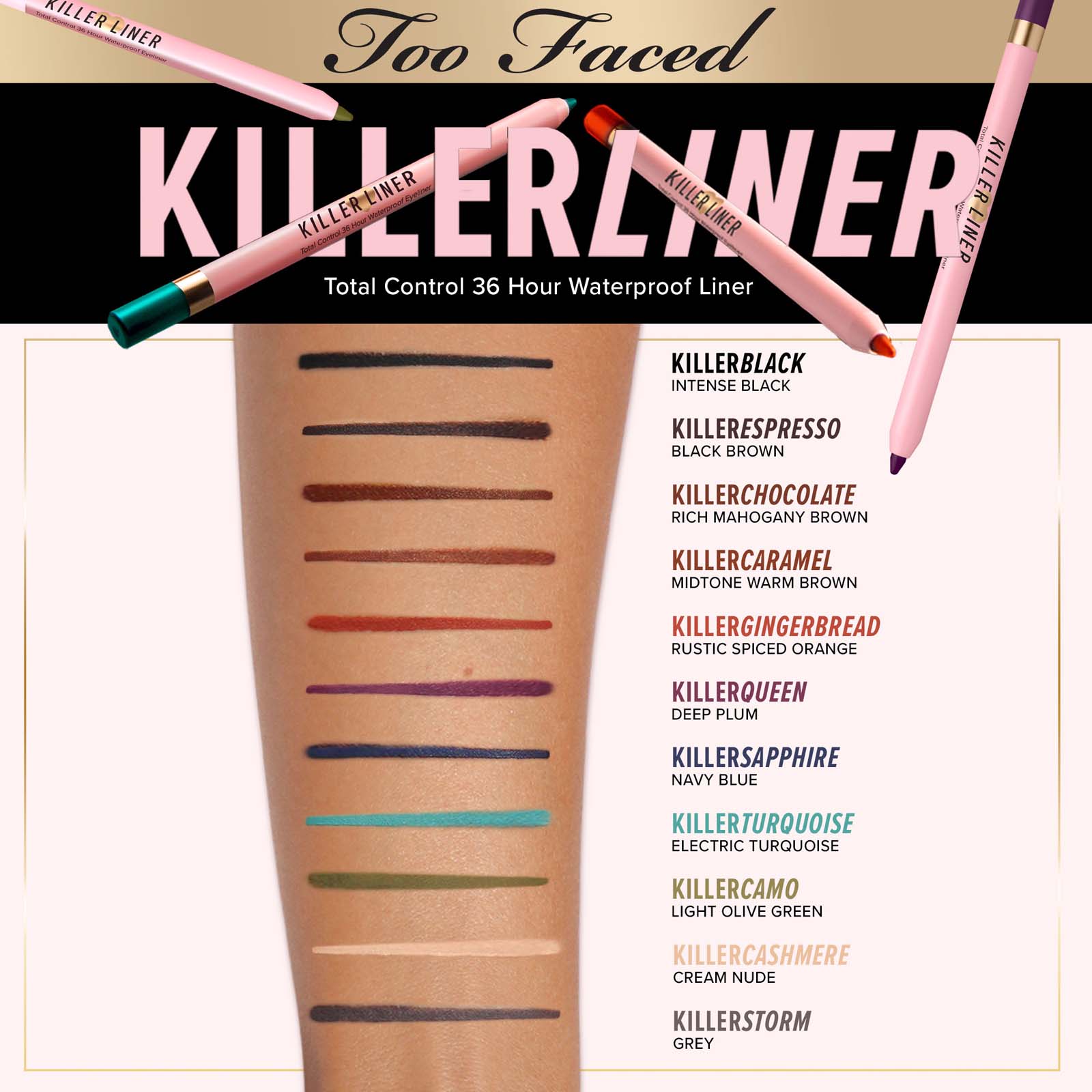 Too Faced Killer Liner 36 Hour Waterproof Eyeliner 1.2g Killer Espresso