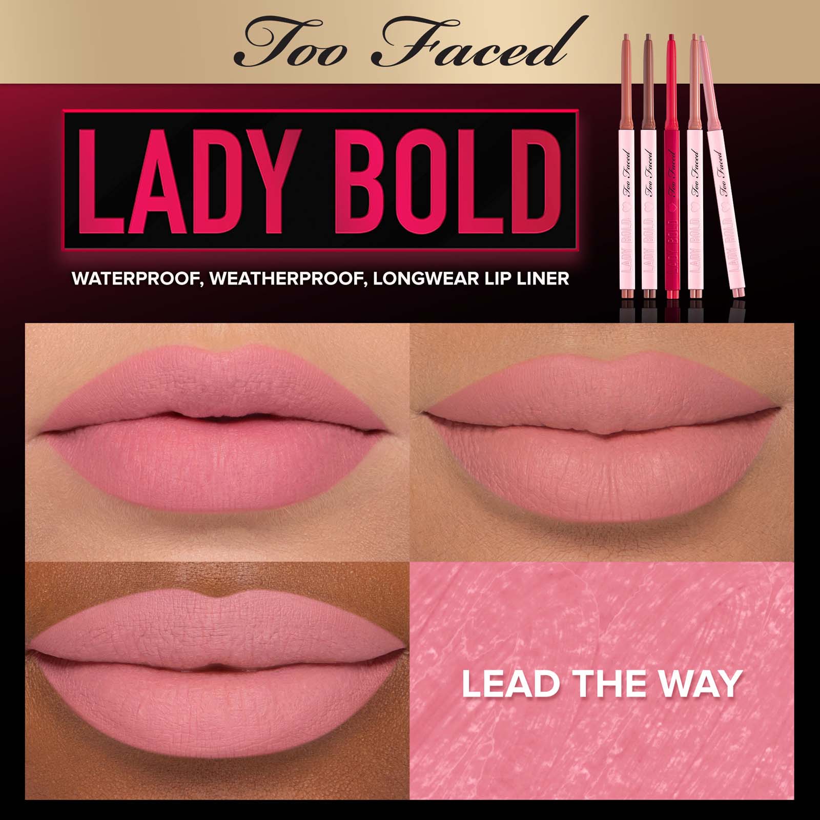 Too Faced Lady Bold Demi Matte Long Wear Lip Liner 0.23g Lead The Way