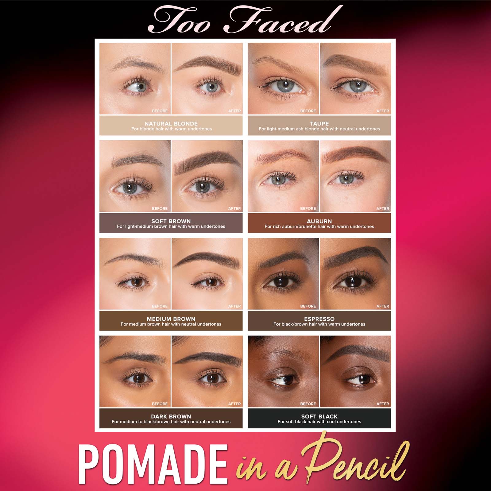 Too Faced Brow Pomade In A Pencil 0.19g Auburn