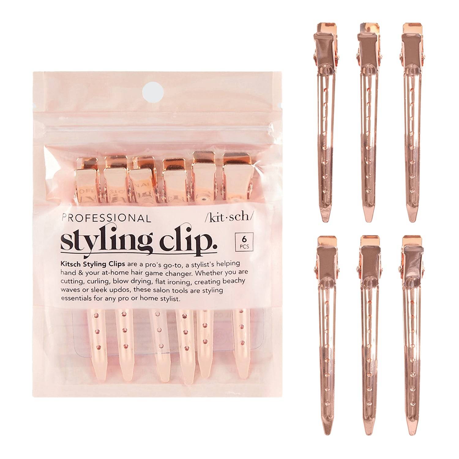 Kitsch Styling Hair Rose Gold Clips X 6