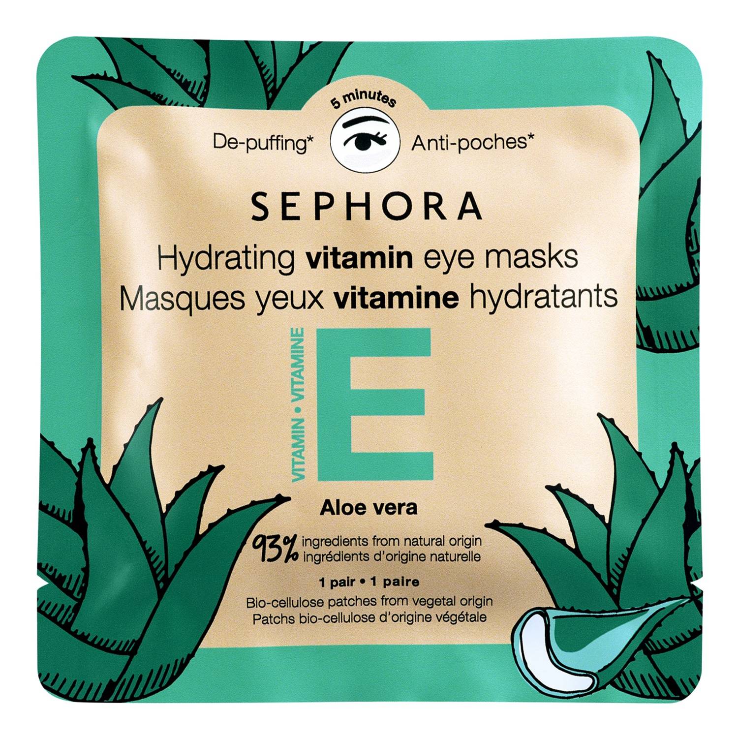 Sephora Collection Vitamin Eye Masks Bio-Cellulose Aloe Vera 3G