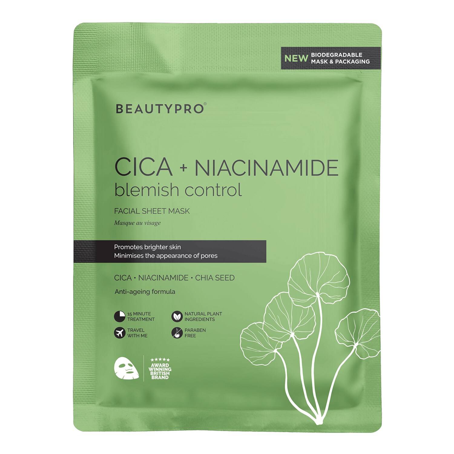 Beautypro Cica + Niacinamide Face Mask 22Ml