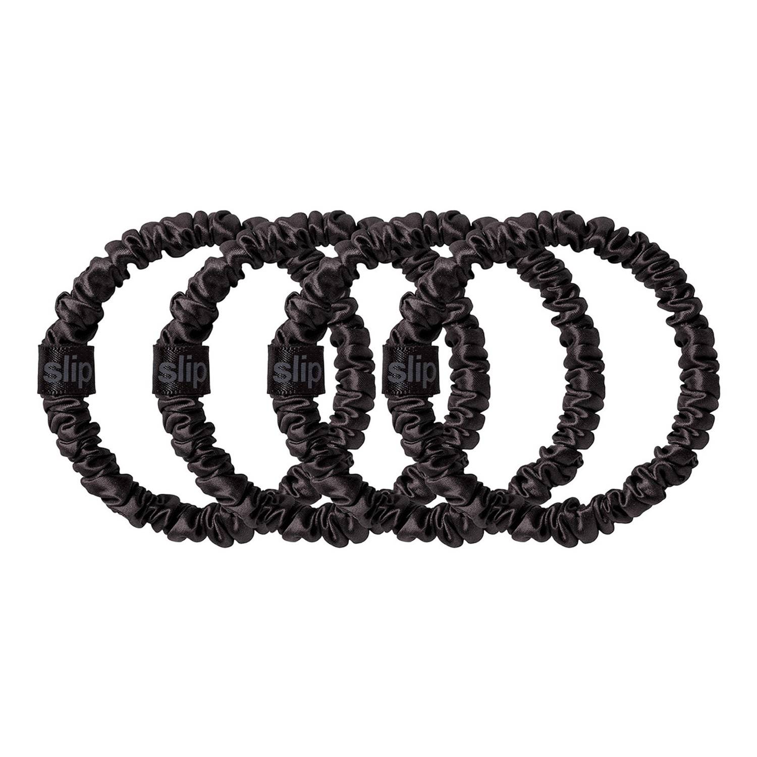 Slip Pure Silk Skinny Scrunchies Black X 4