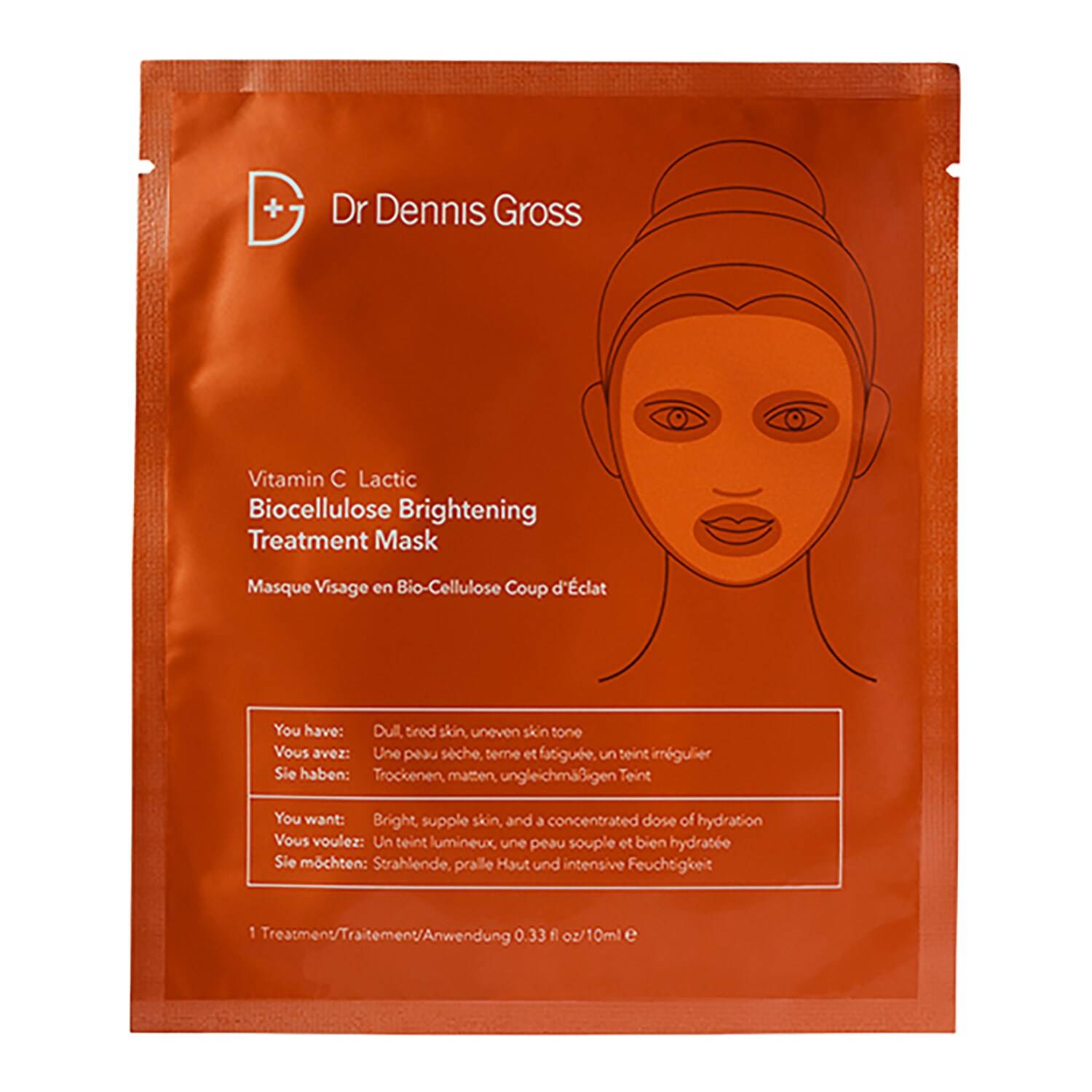 Dr Dennis Gross Vitamin C + Lactic Biocellulose Brightening Treatment Mask 10Ml