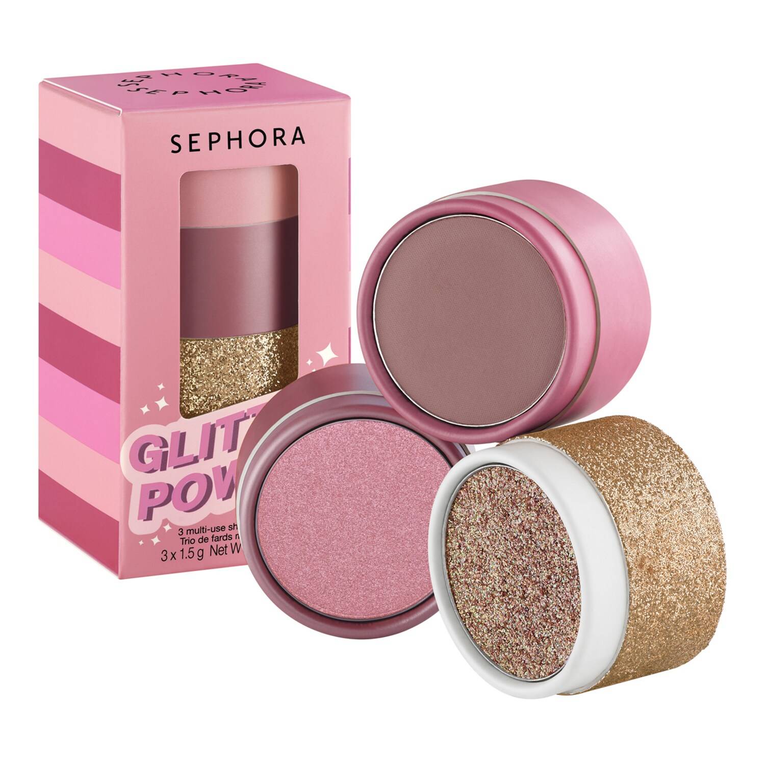 Sephora Collection Glitter Power Multi Purpose Shadow Trio Pink Power