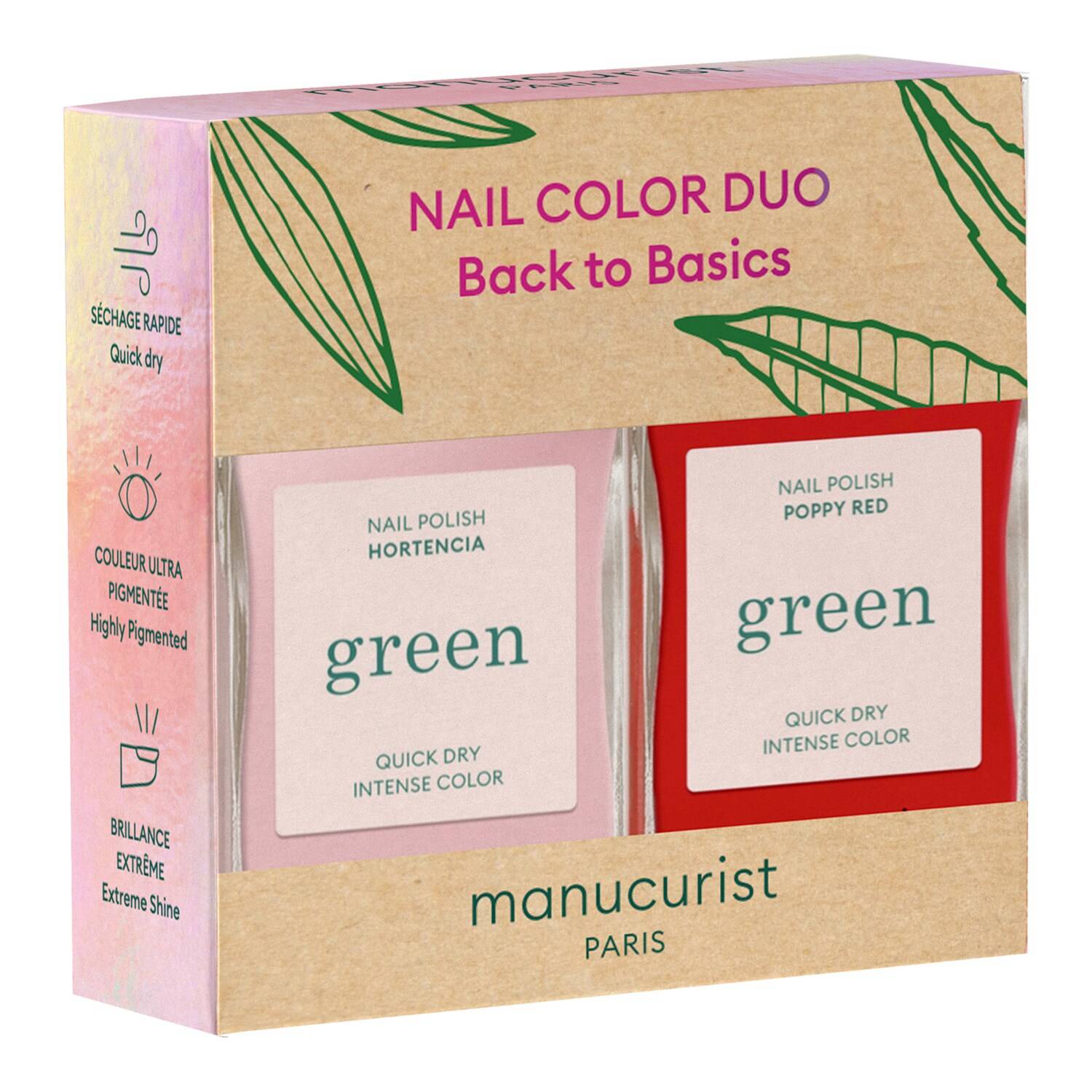 Manucurist Nail Color Duo Back To Basics Nail Polish Kit Hortencia + Poppy Red