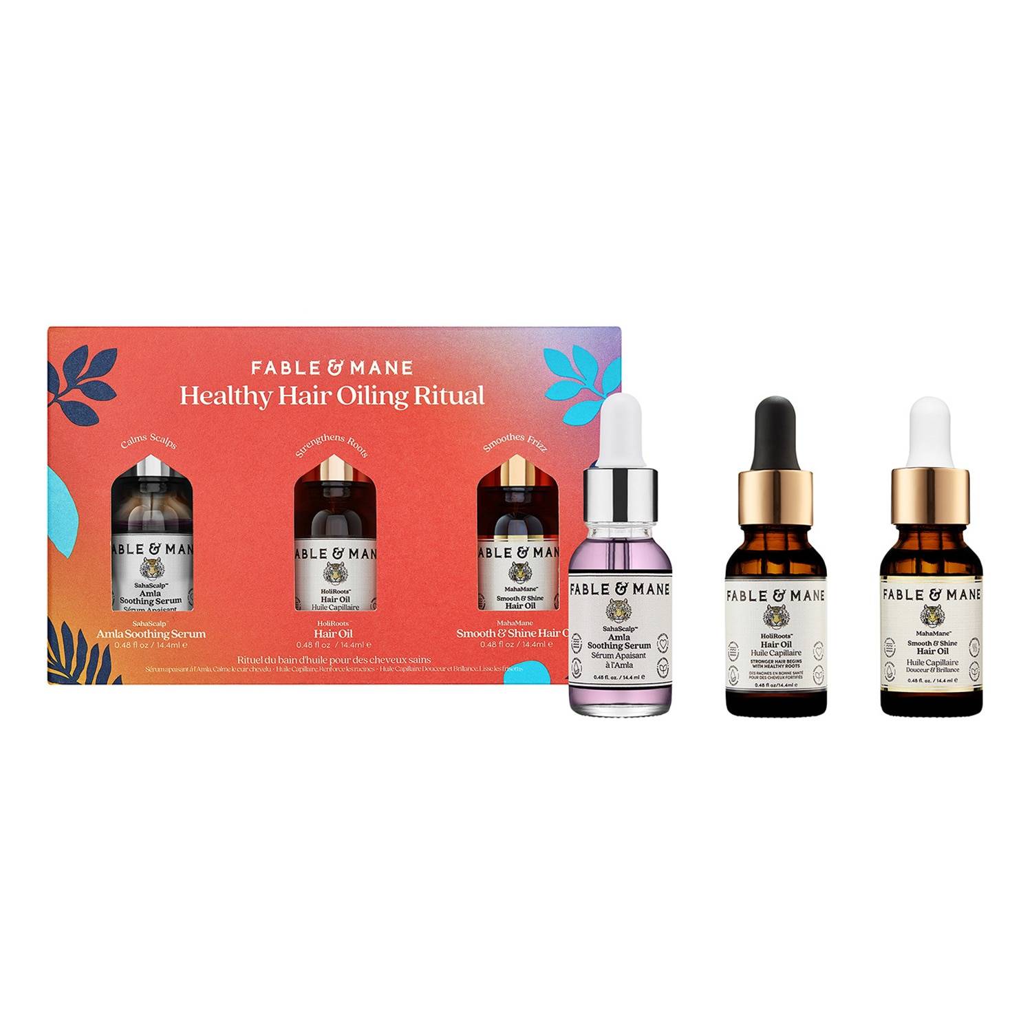 Fable & Mane Healthy Hair Oiling Ritual - Calms Scalps, Strengthens Roots, Smoothes Frizz 3 X 14.4Ml