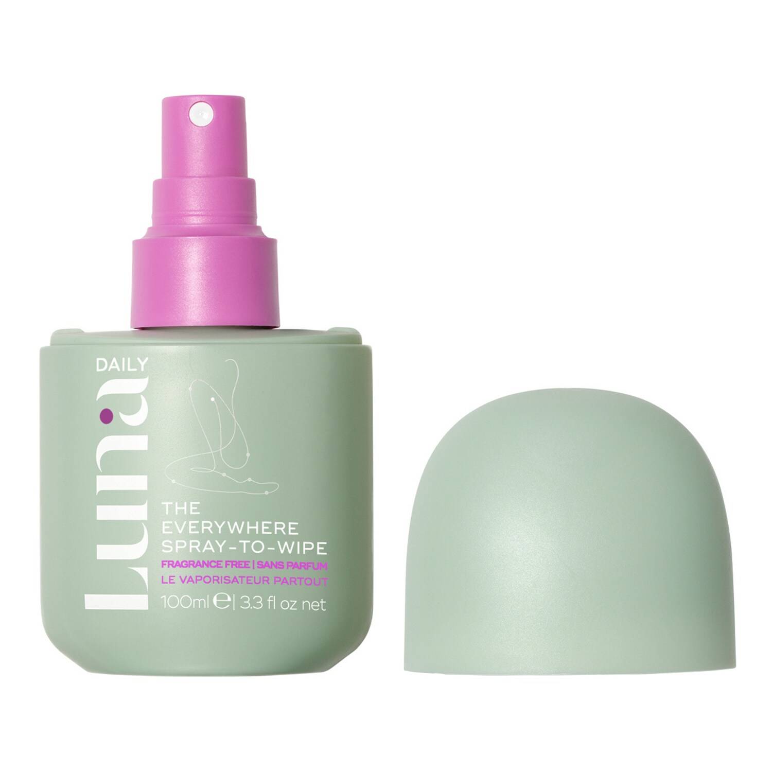 Luna Daily The Everywhere Spray-To-Wipe - Fragrance Free With Prebiotics + Vitamins C+E 100Ml