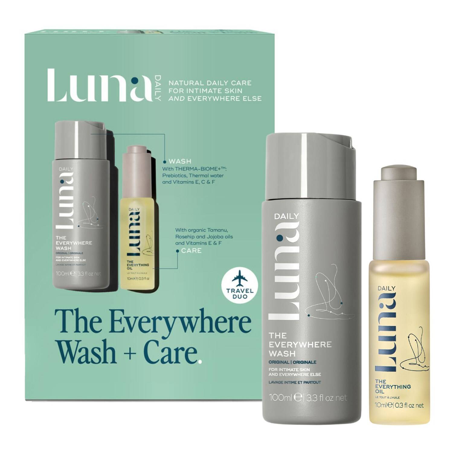 Luna Daily The Everywhere Wash + Care Mini Set - Ph Balanced With Prebiotics + Vitamins Duo