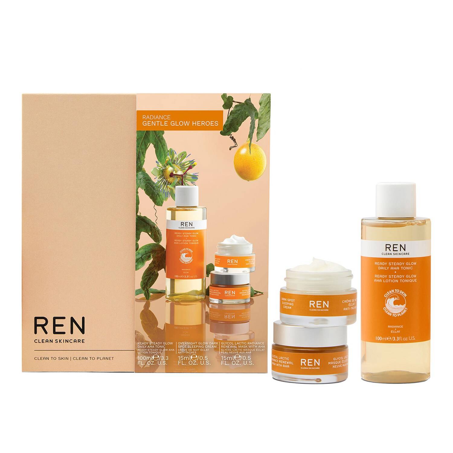 Ren Clean Skincare Radiance Gentle Glow Heroes Set