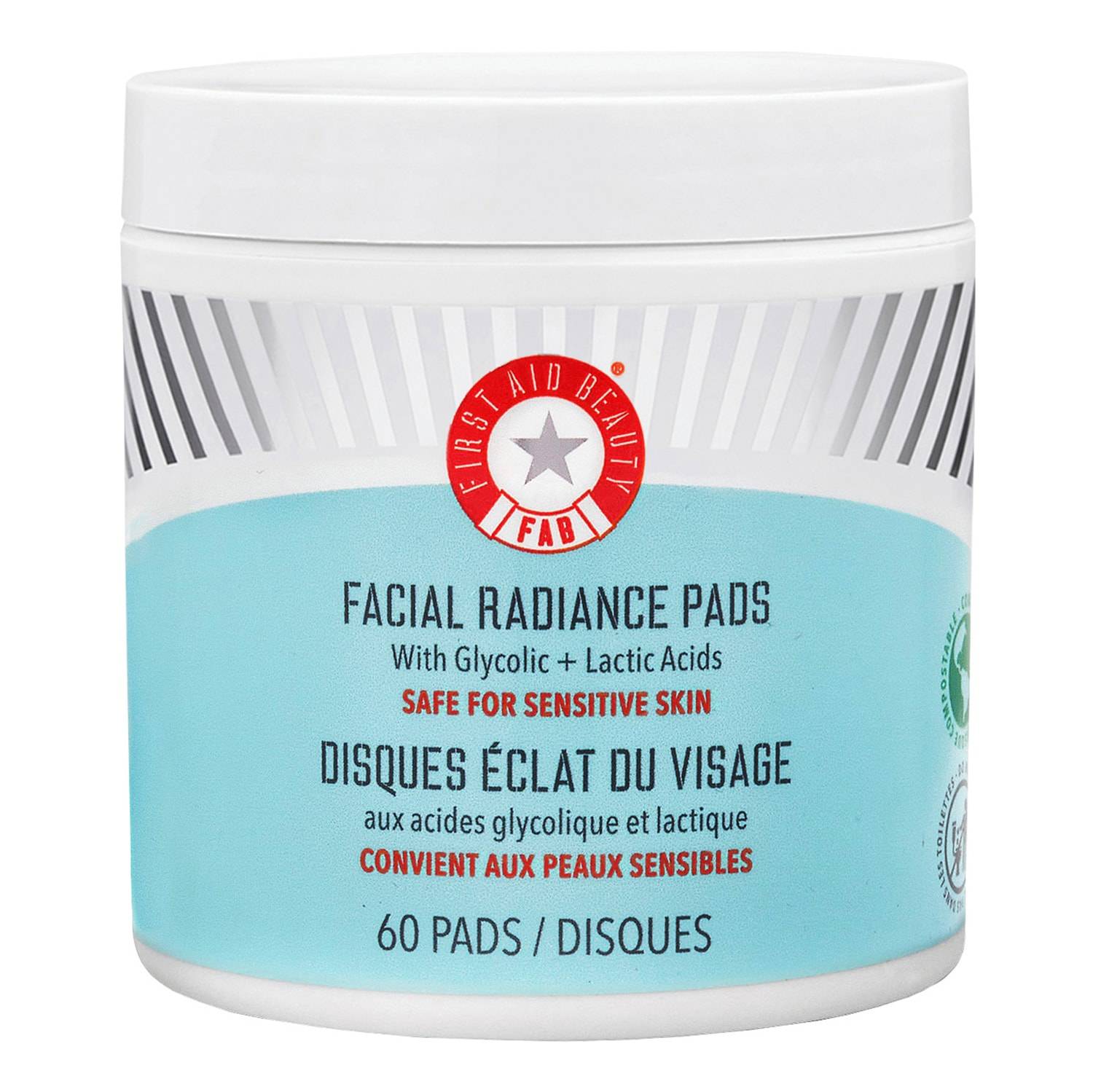 First Aid Beauty Facial Radiance Pads With Glycolic + Lactic Acids 60 Pads