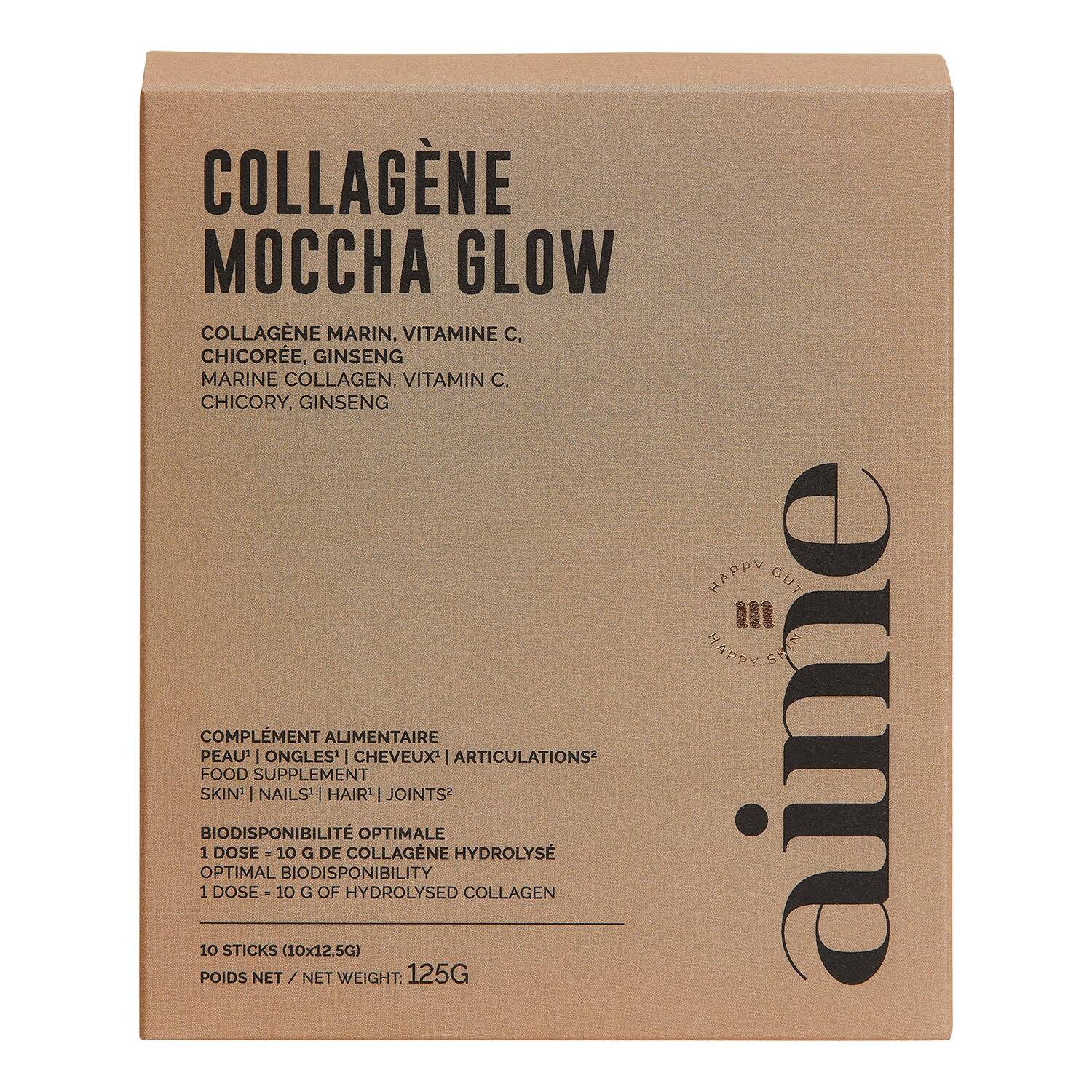 Aime Collagene Moccha Glow Food Supplement Box Of 10 Sticks