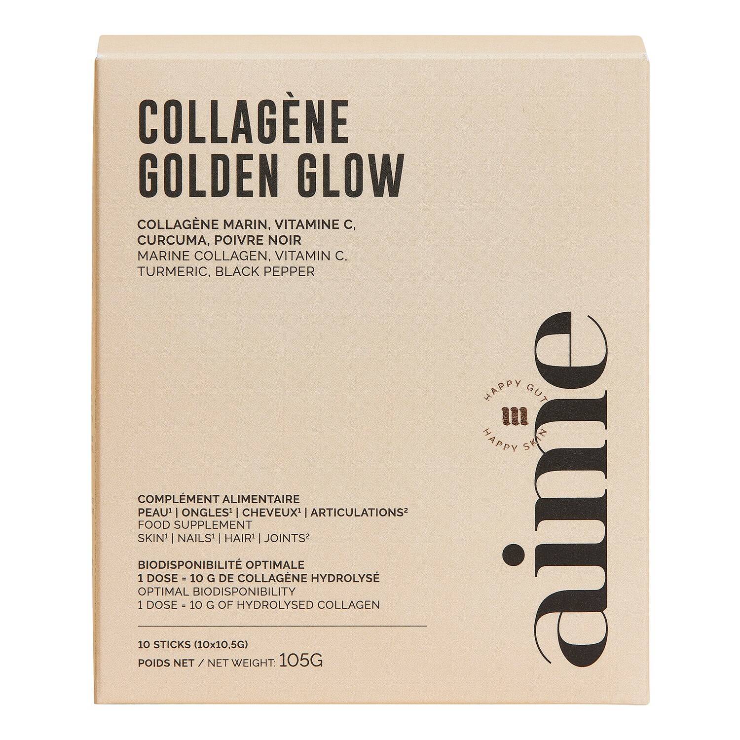Aime Collagène Golden Glow Food Supplement X 10 Sticks