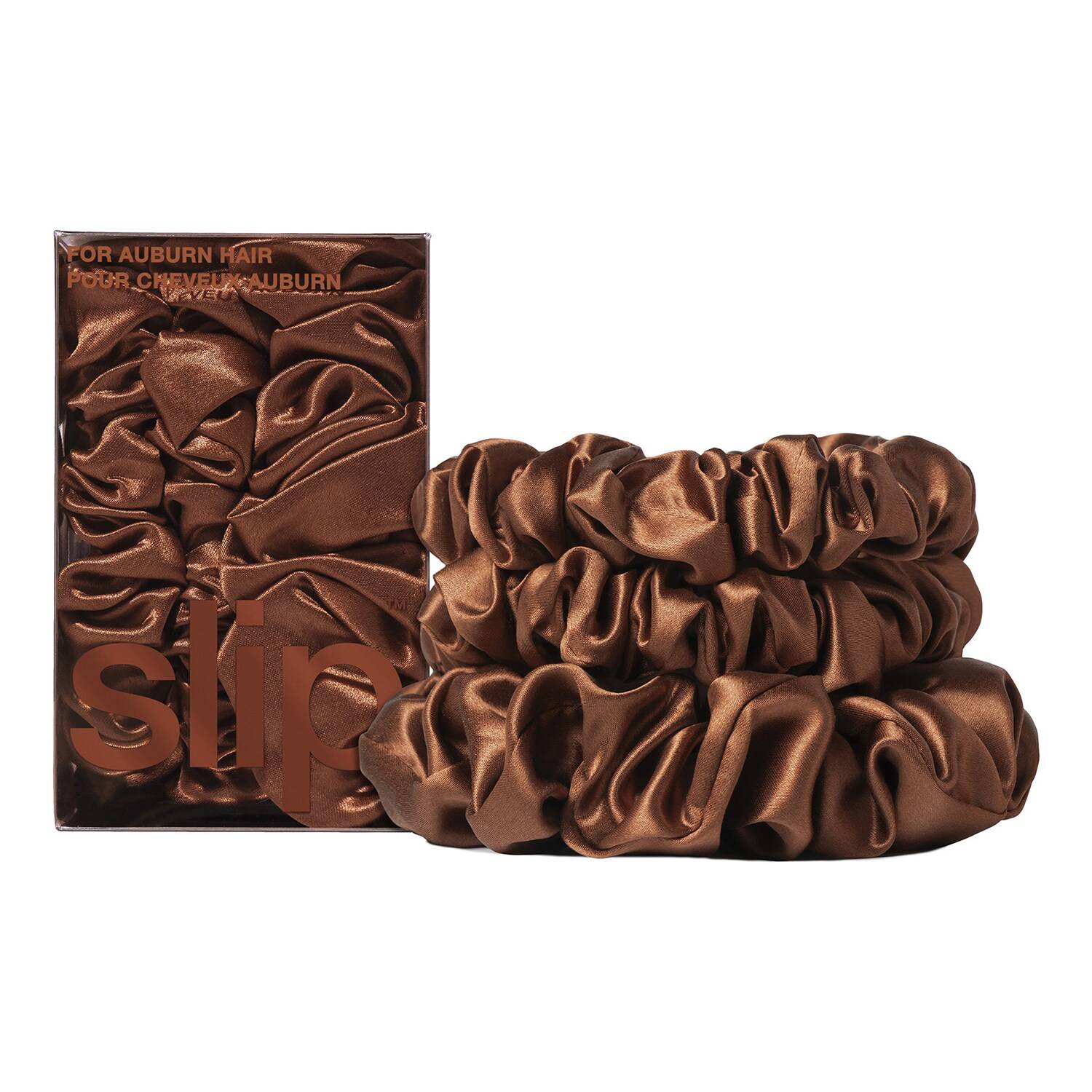 Slip Pure Silk Back To Basics Assorted Scrunchie Auburn Set