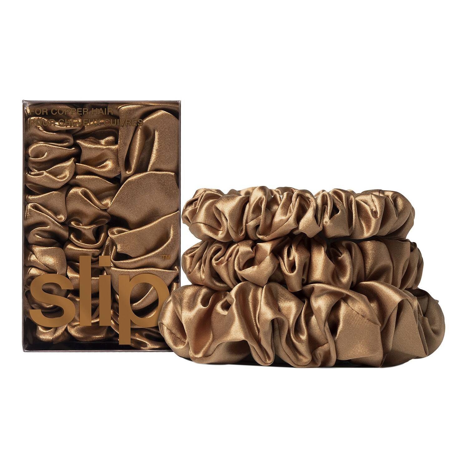 Slip Pure Silk Back To Basics Assorted Scrunchie Copper Set