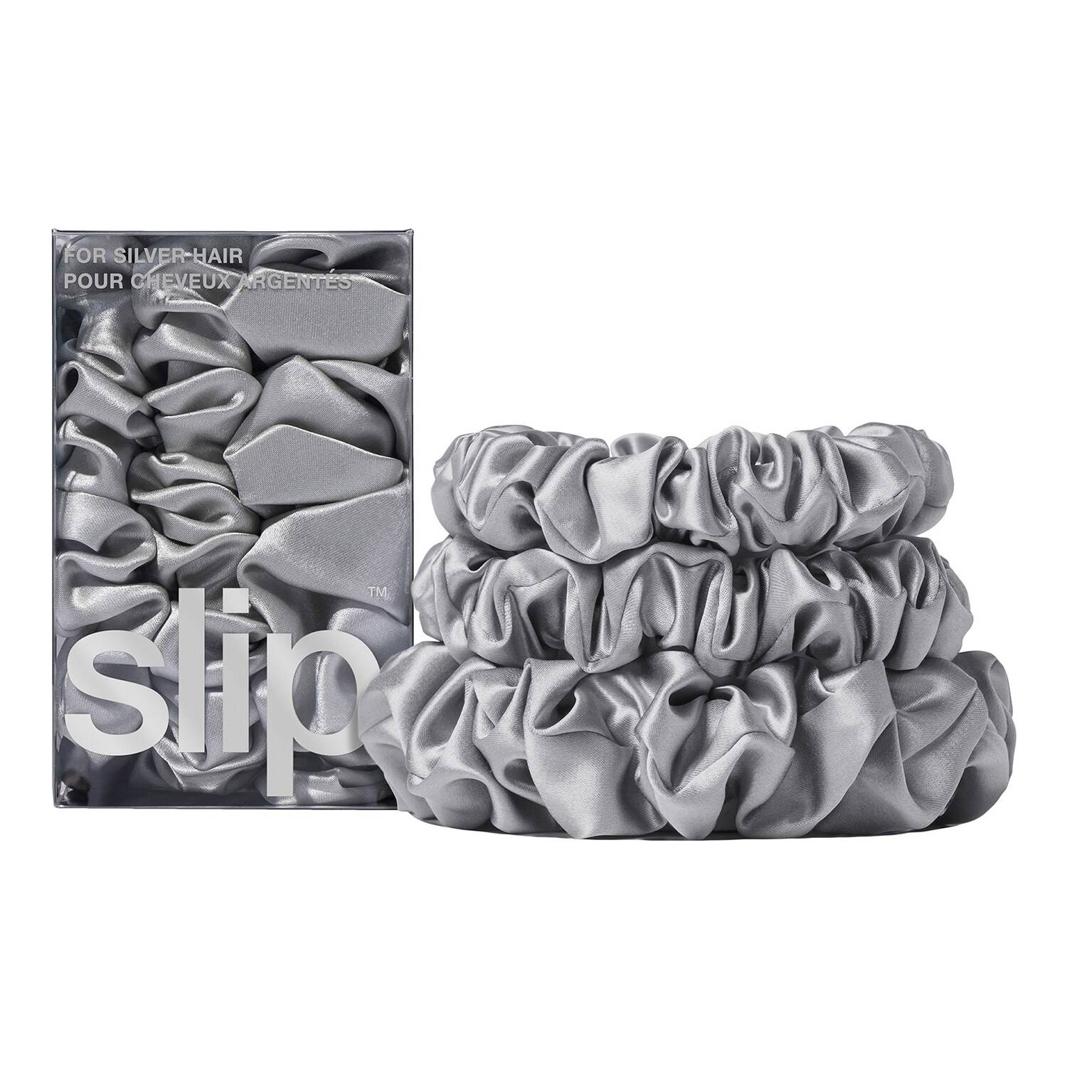 Slip Pure Silk Back To Basics Assorted Scrunchie Silver Set
