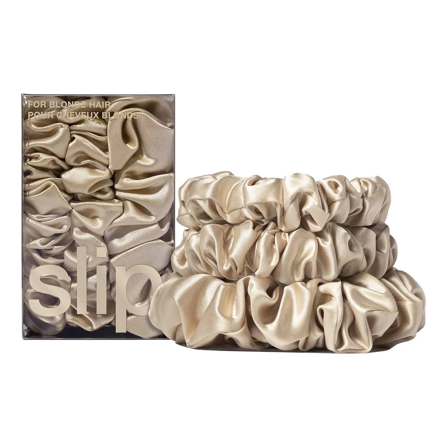Slip Back To Basics - Blonde Pure Silk Scrunchie Set 3 Pieces