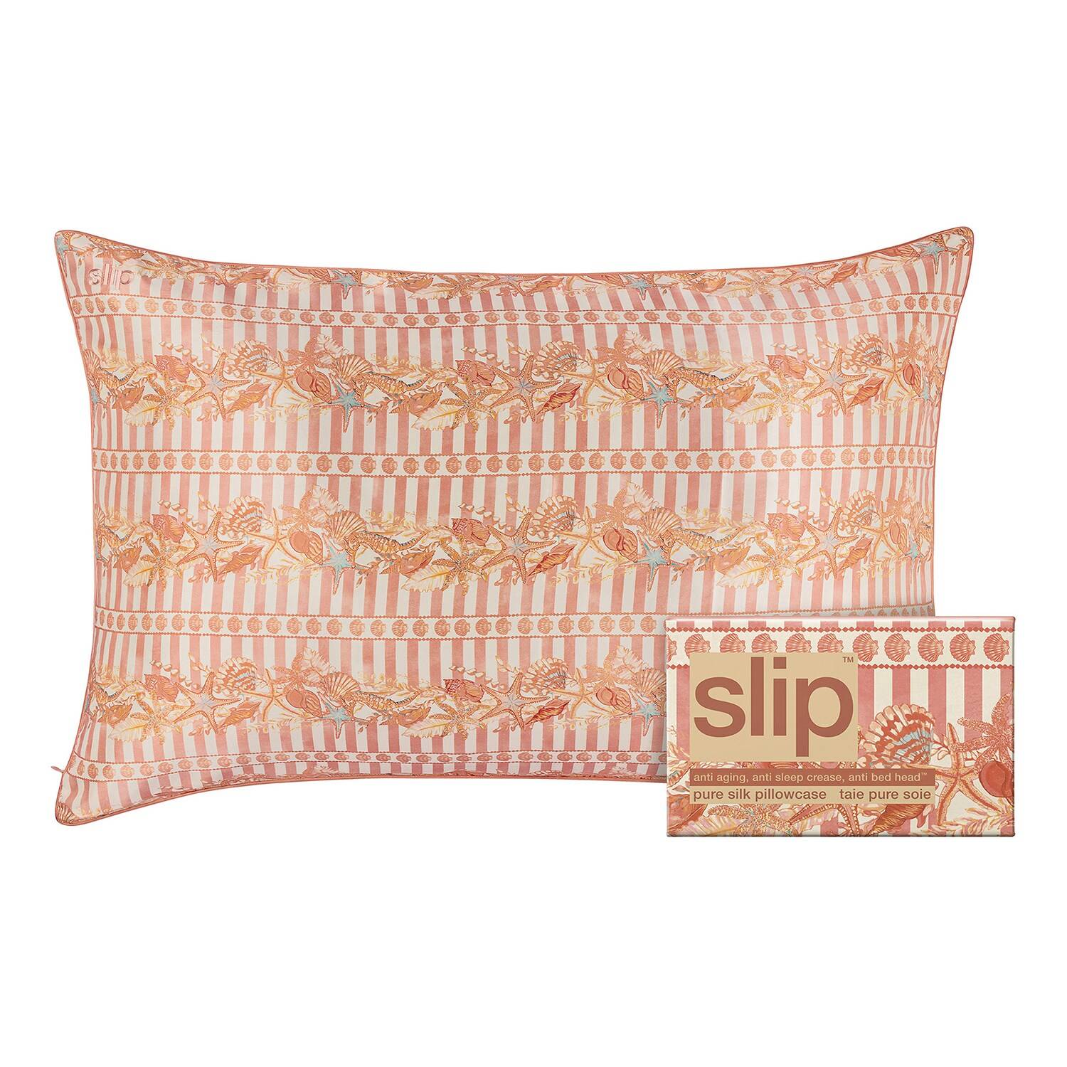 Slip Slip Pure Silk Queen Pillowcase - Anti Aging, Anti Sleep Crease, Anti Bed Head. Seashell