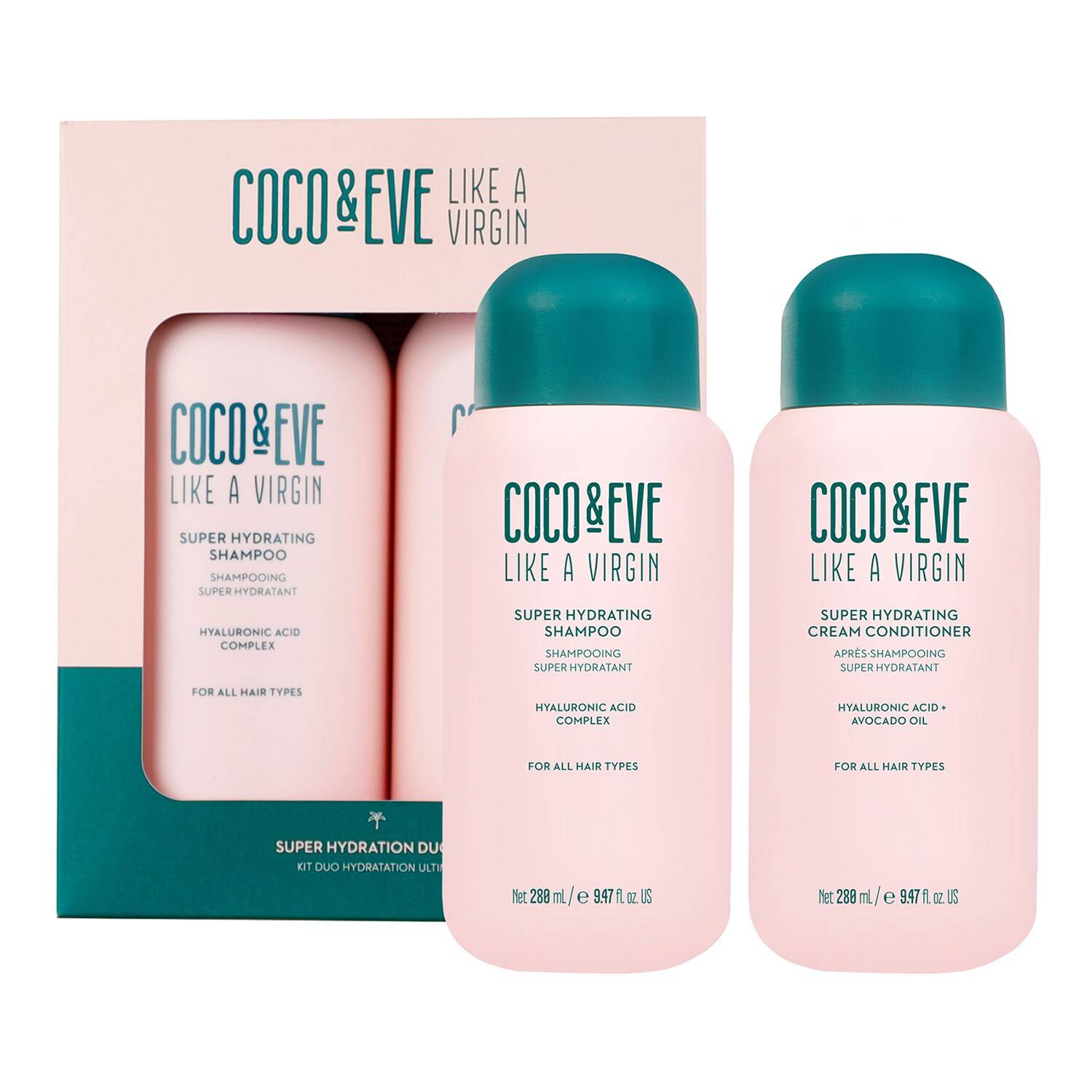 COCO & EVE Super Hydration Duo - Hydrating Shampoo and Conditioner Set 2 x 280ml