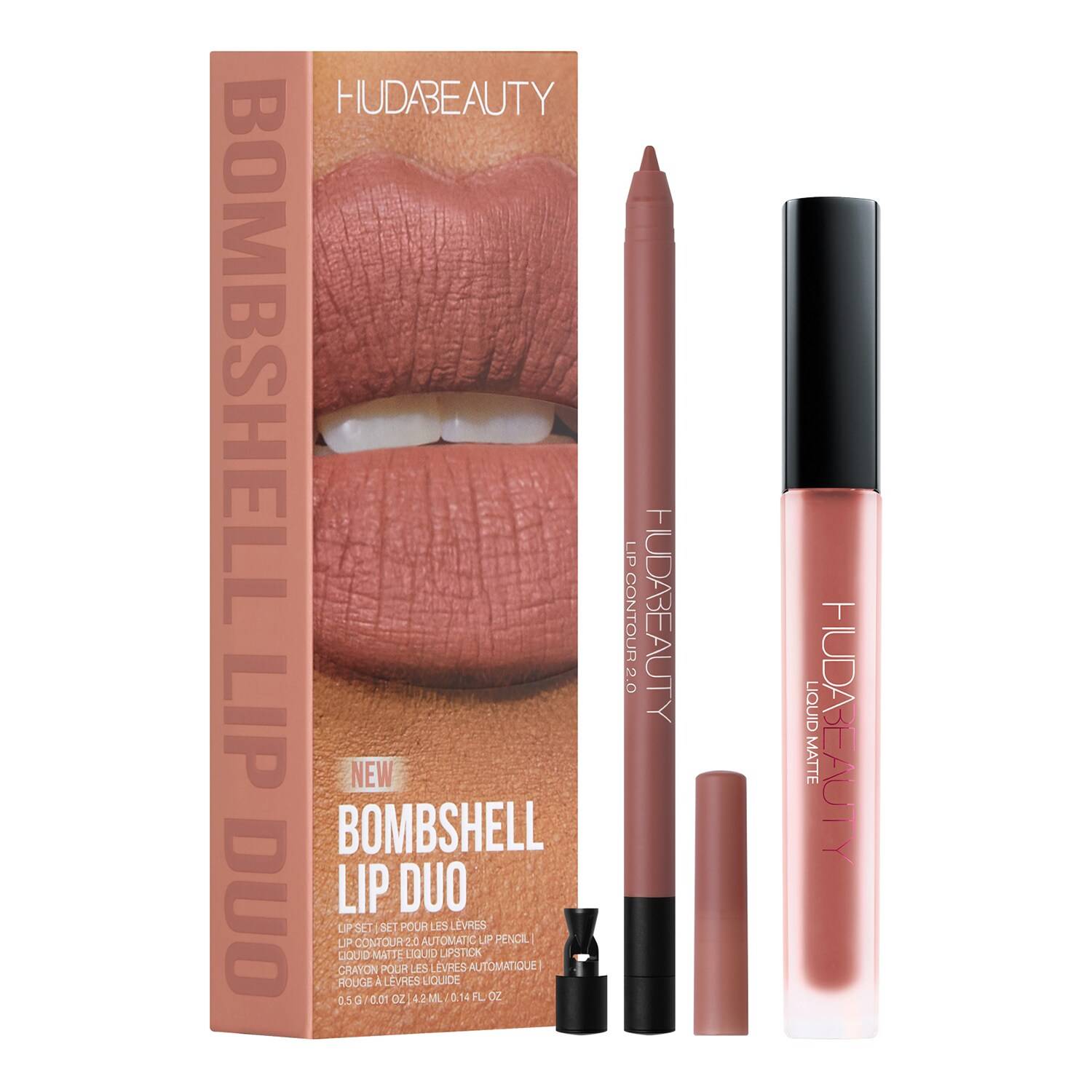 Huda Beauty Bombshell Lip Duo - Set Liquid Lipstick (4,2Ml) Lip Contour (0,5G)