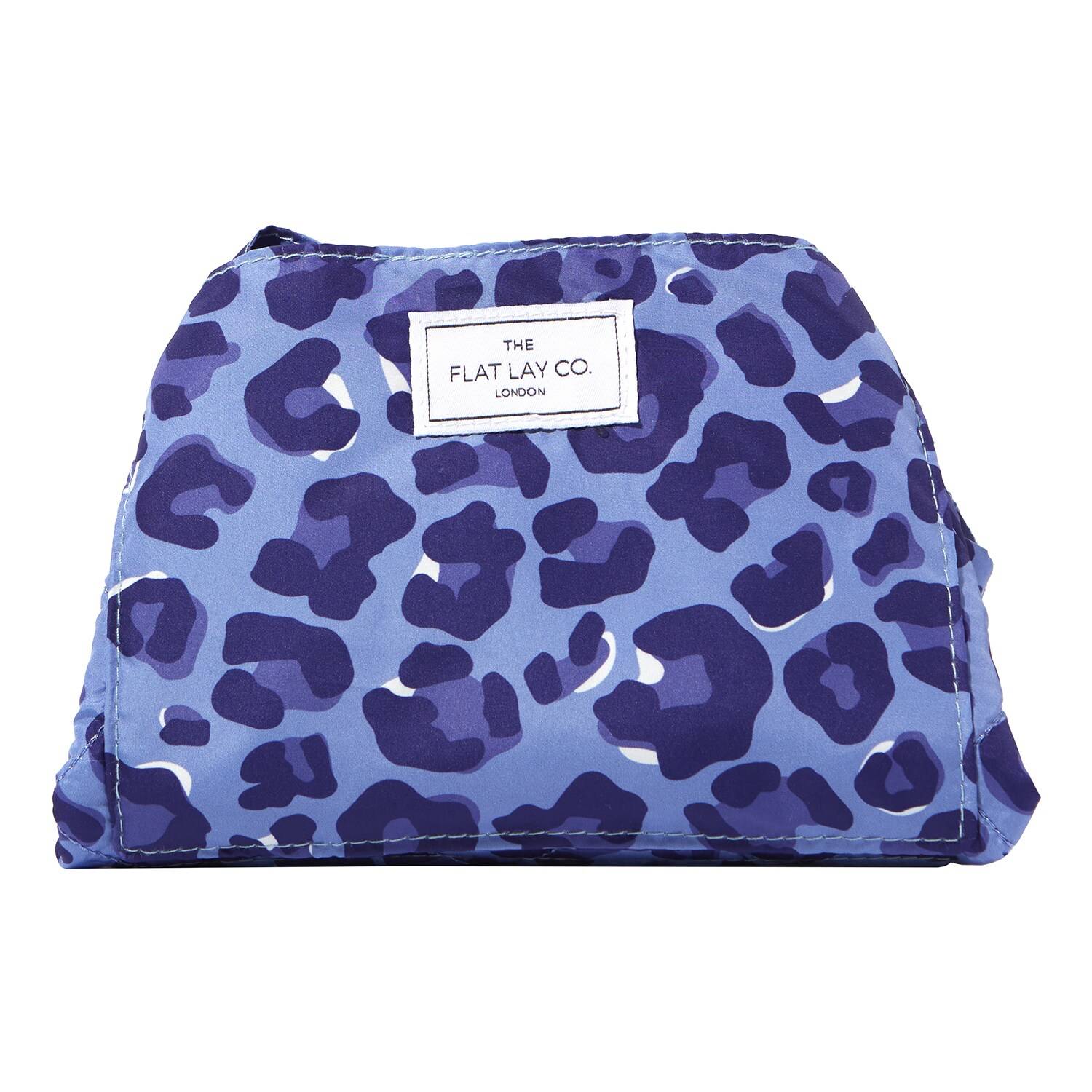 The Flat Lay Co. Drawstring Blue Leopard Makeup Bag