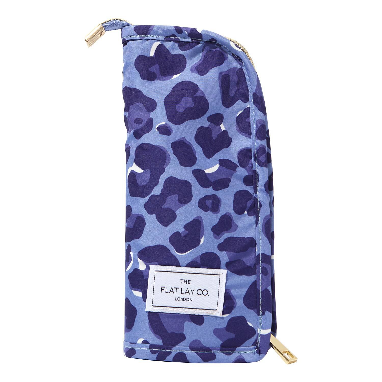 The Flat Lay Co. Blue Leopard Brush Holder