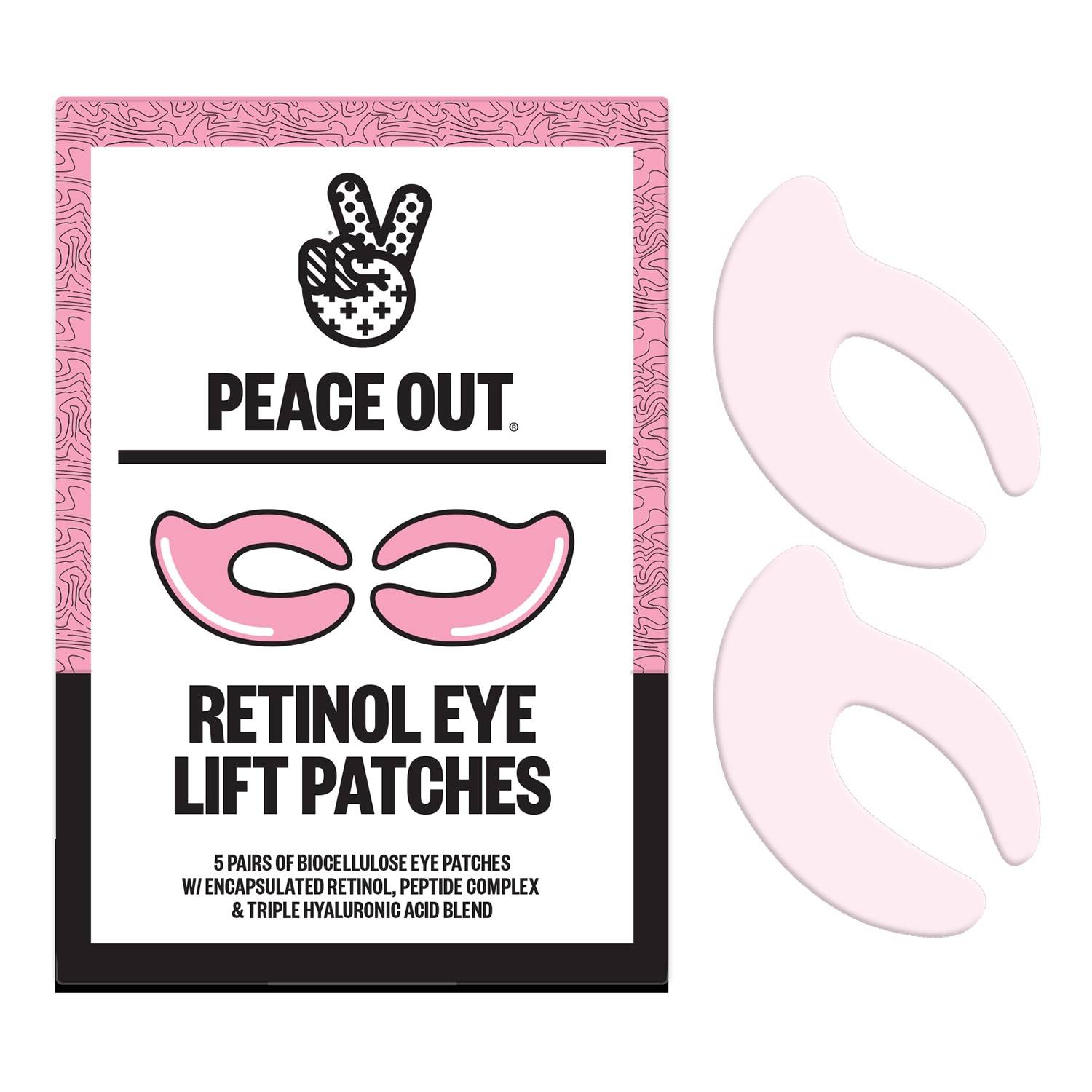 Peace Out Skincare Retinol Eye Lift Patches - Biocellulos Eye Patches 5 Pairs