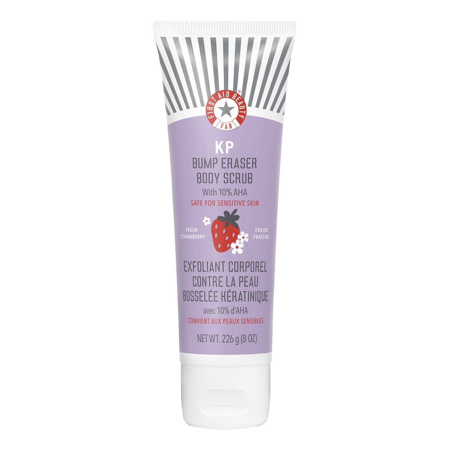 FIRST AID BEAUTY KP Smoothing Body Scrub 10% AHA Strawberry - Exfoliate bumps and chicken skin 226g