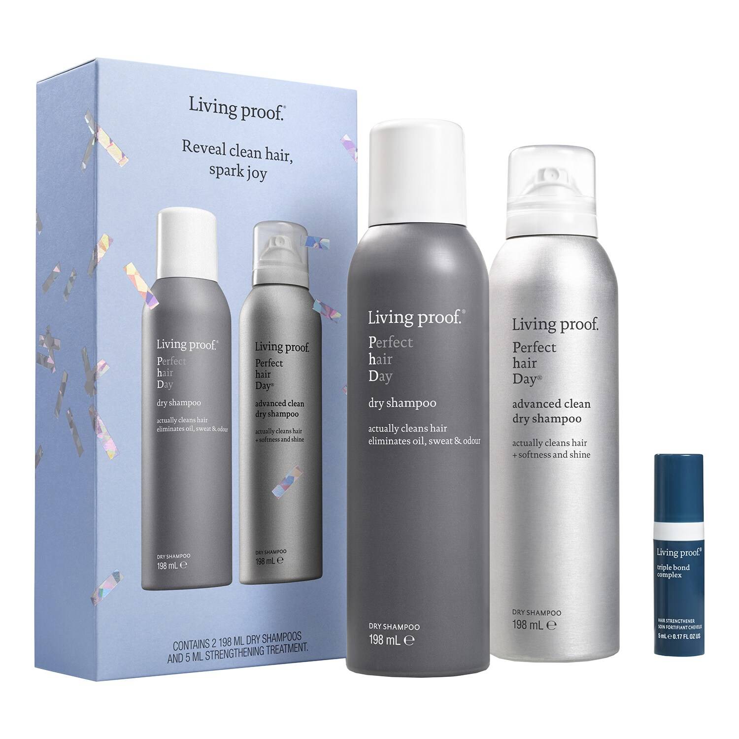 Living Proof Reveal Clean Hair, Spark Joy Set