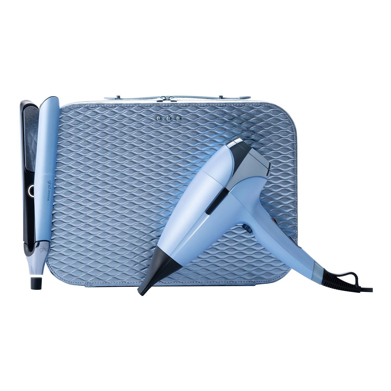 Ghd Deluxe Chronos Straightener & Helios Hair Dryer In Icy Blue Gift Set