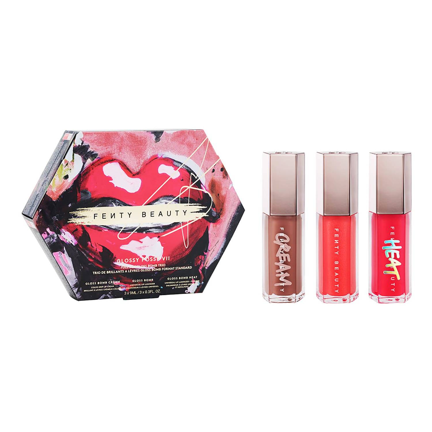 Fenty Beauty Glossy Posse Vii - Full Size Gloss Bomb Trio 3 X 9Ml