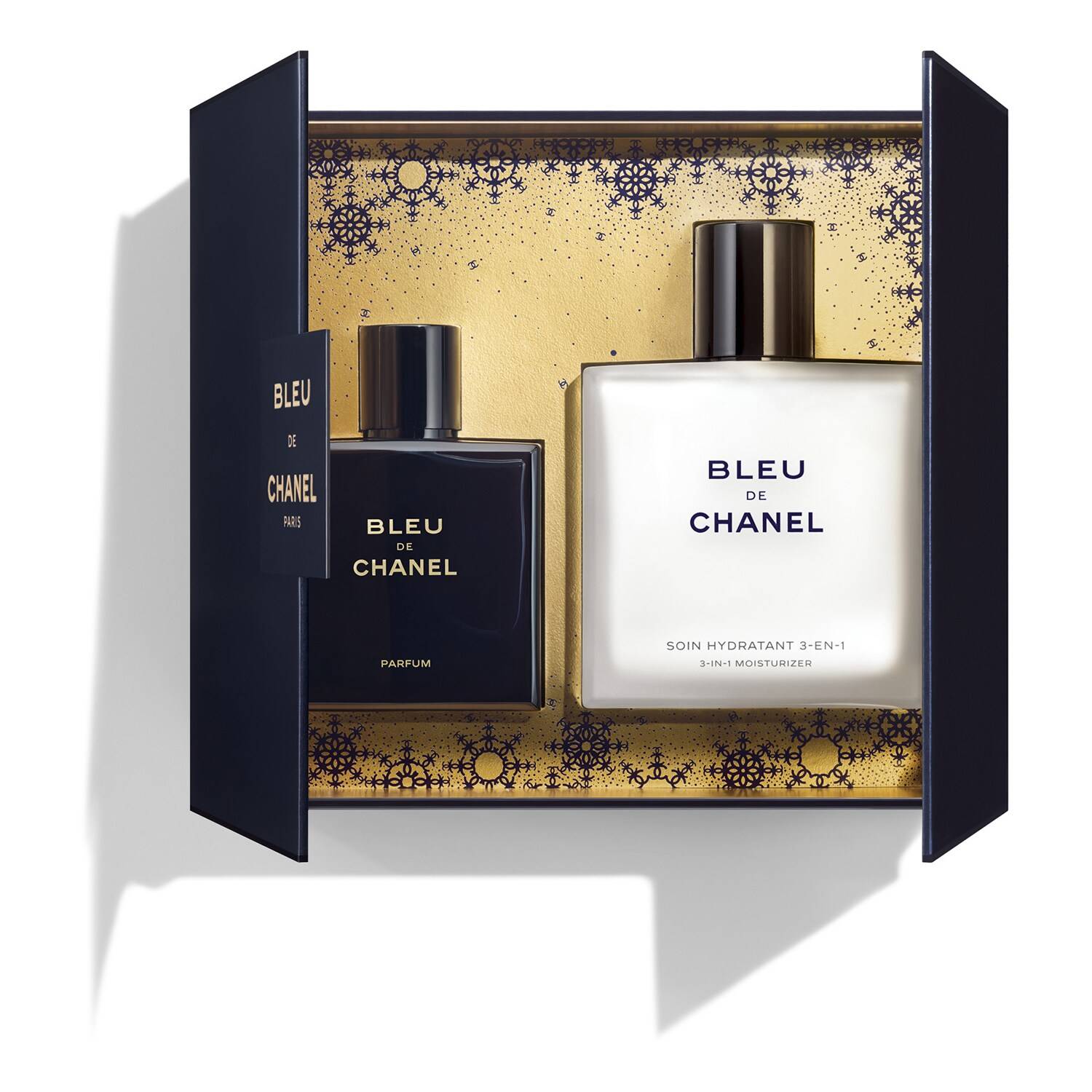 Chanel Bleu De Chanel Case Parfum And 3-In-1 Moisturizer Duo