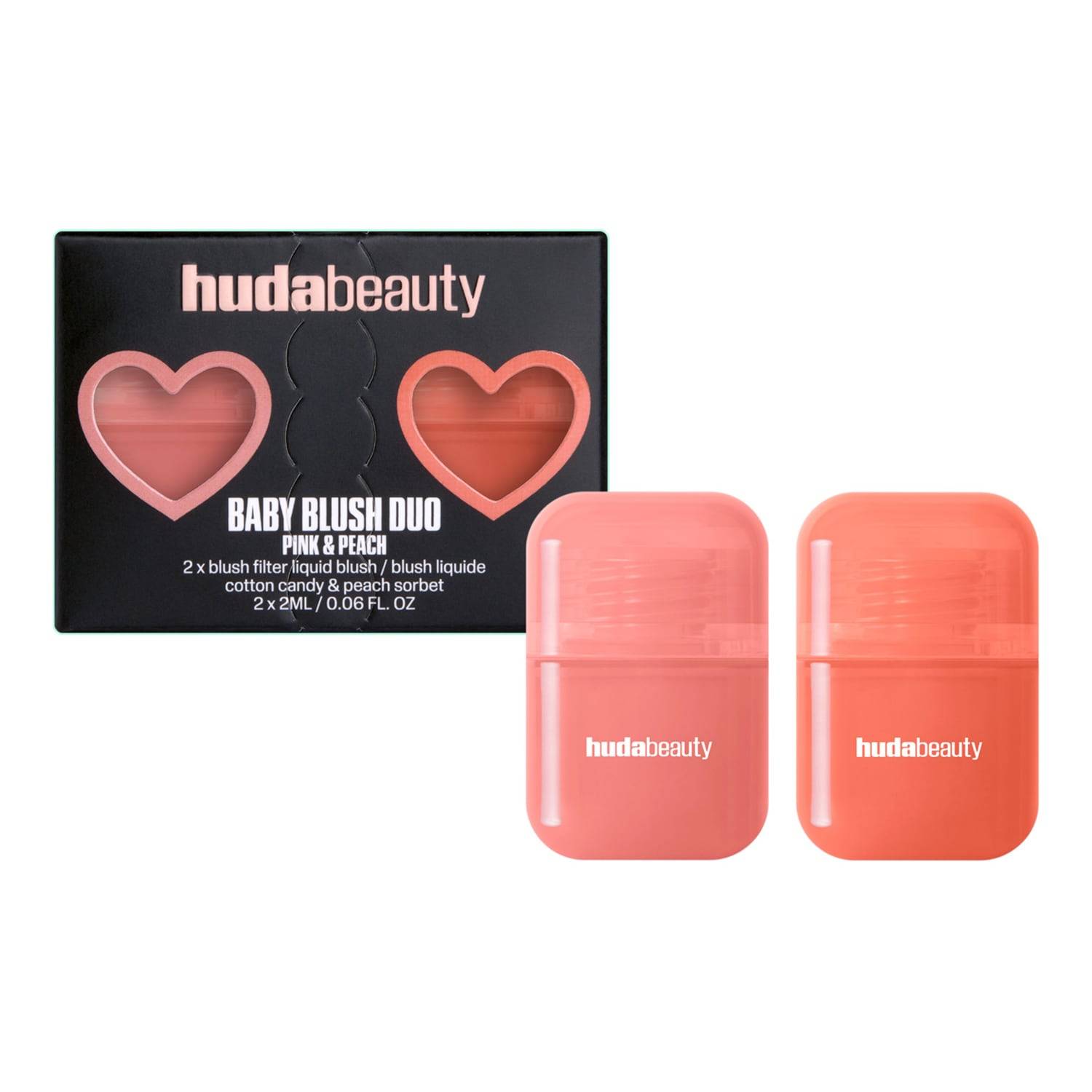 Huda Beauty Baby Blush Duo Cotton Candy And Peach Sorbet 2 X 2 Ml