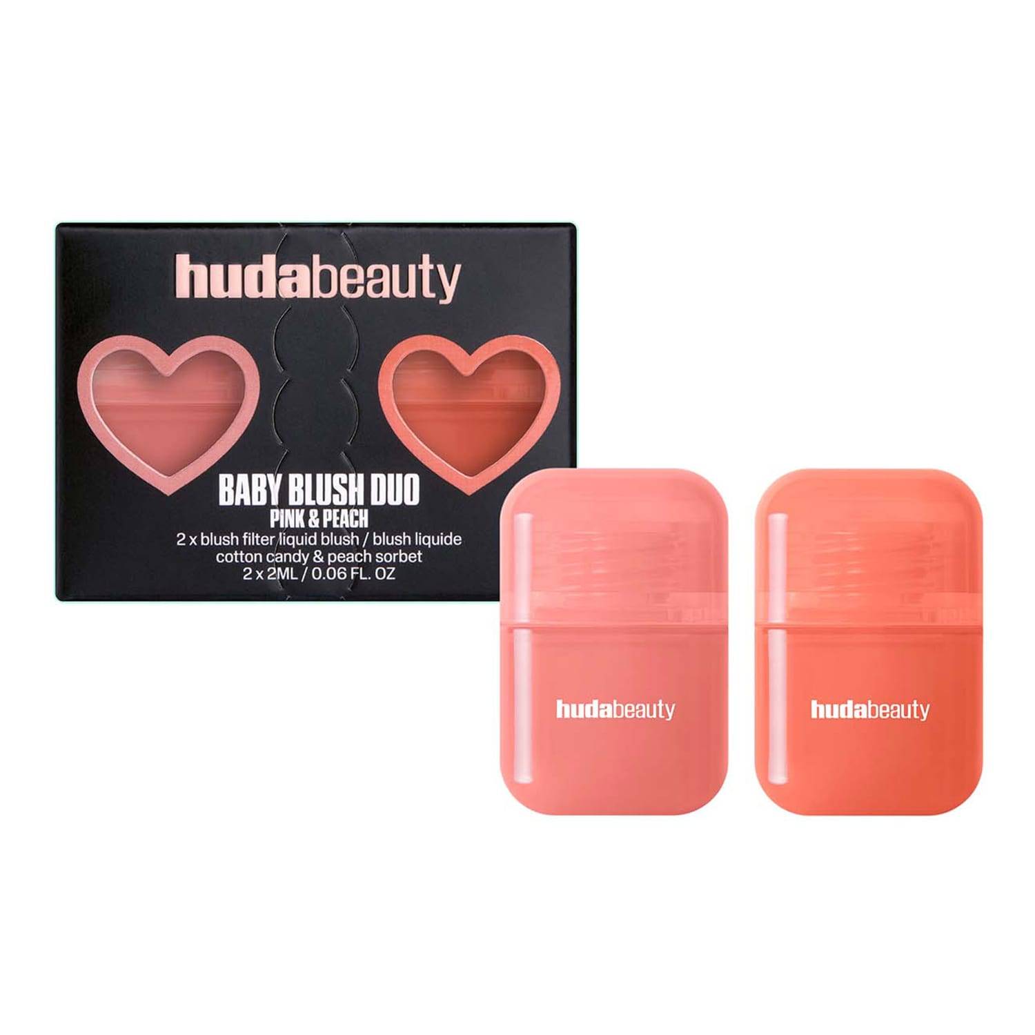 Huda Beauty Baby Blush Duo Cotton Candy And Peach Sorbet Pink & Peach