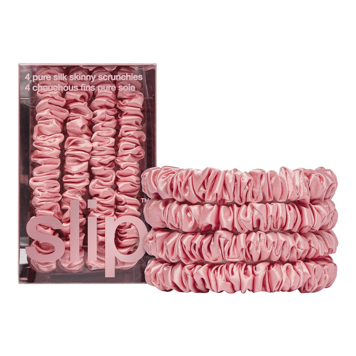 Slip Pure Silk Rose Skinny Scrunchies X 4