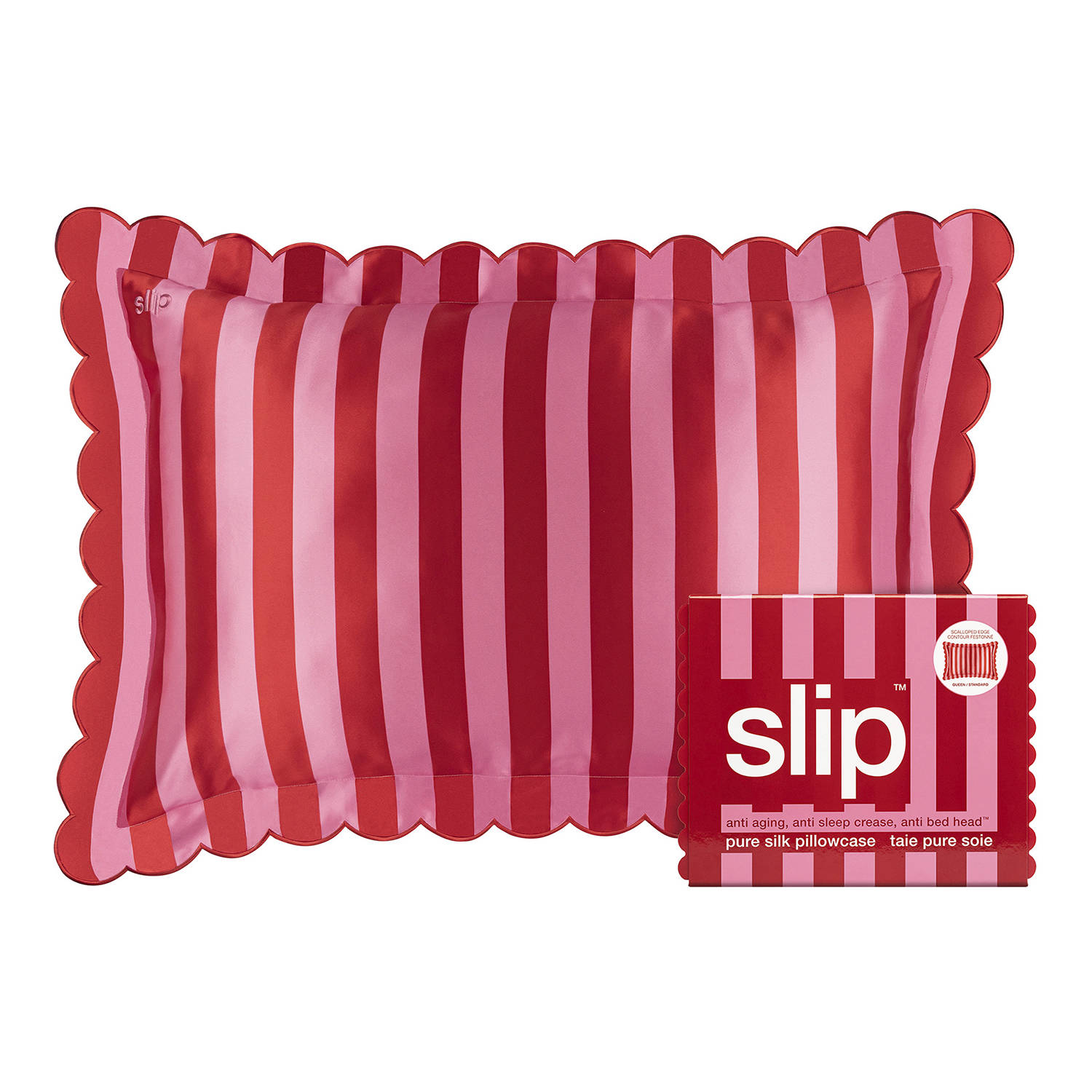Slip Pure Silk Queen Pillowcase With Scalloped Edge Sunshade