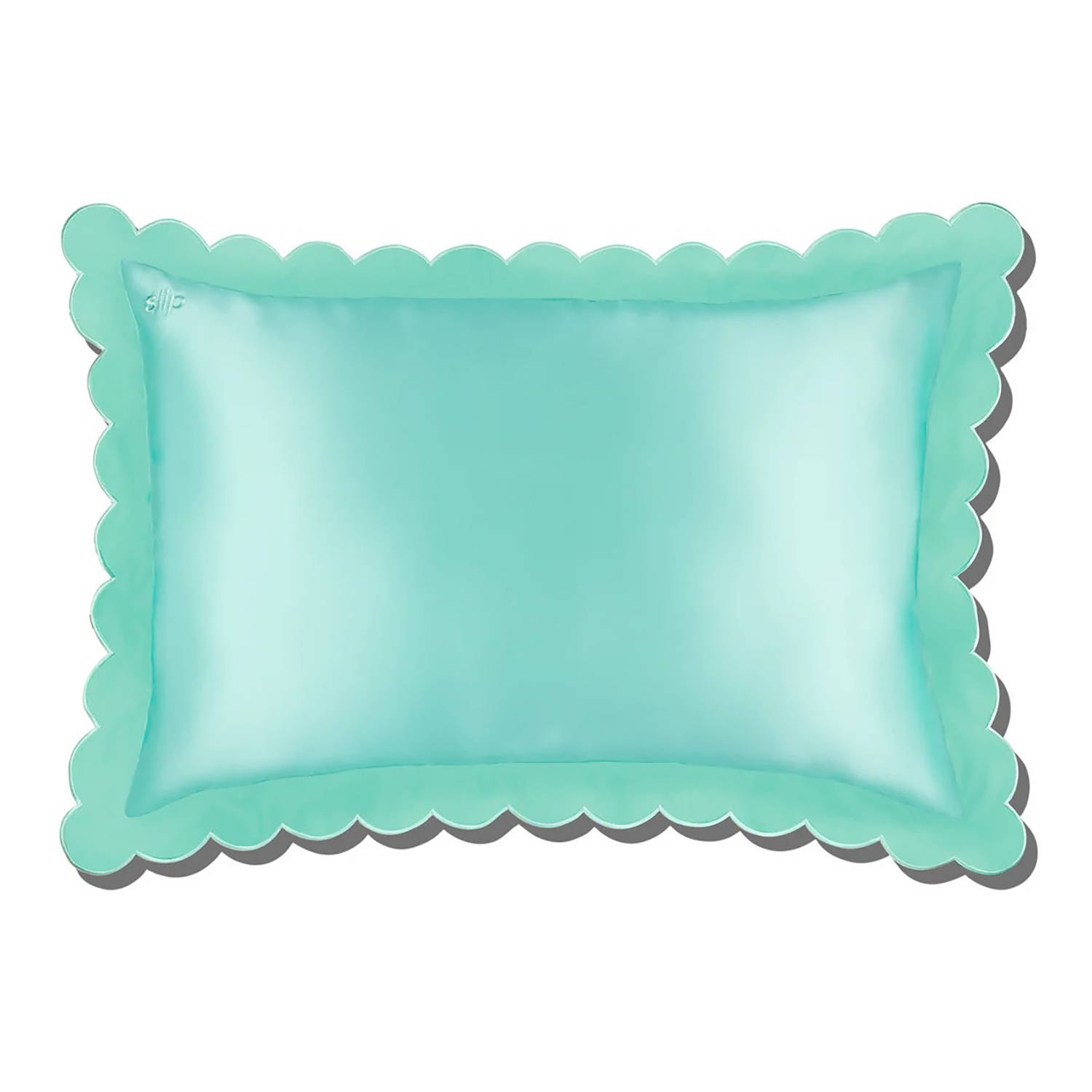 Slip Pure Silk Queen Pillowcase With Scalloped Edge Turquoise
