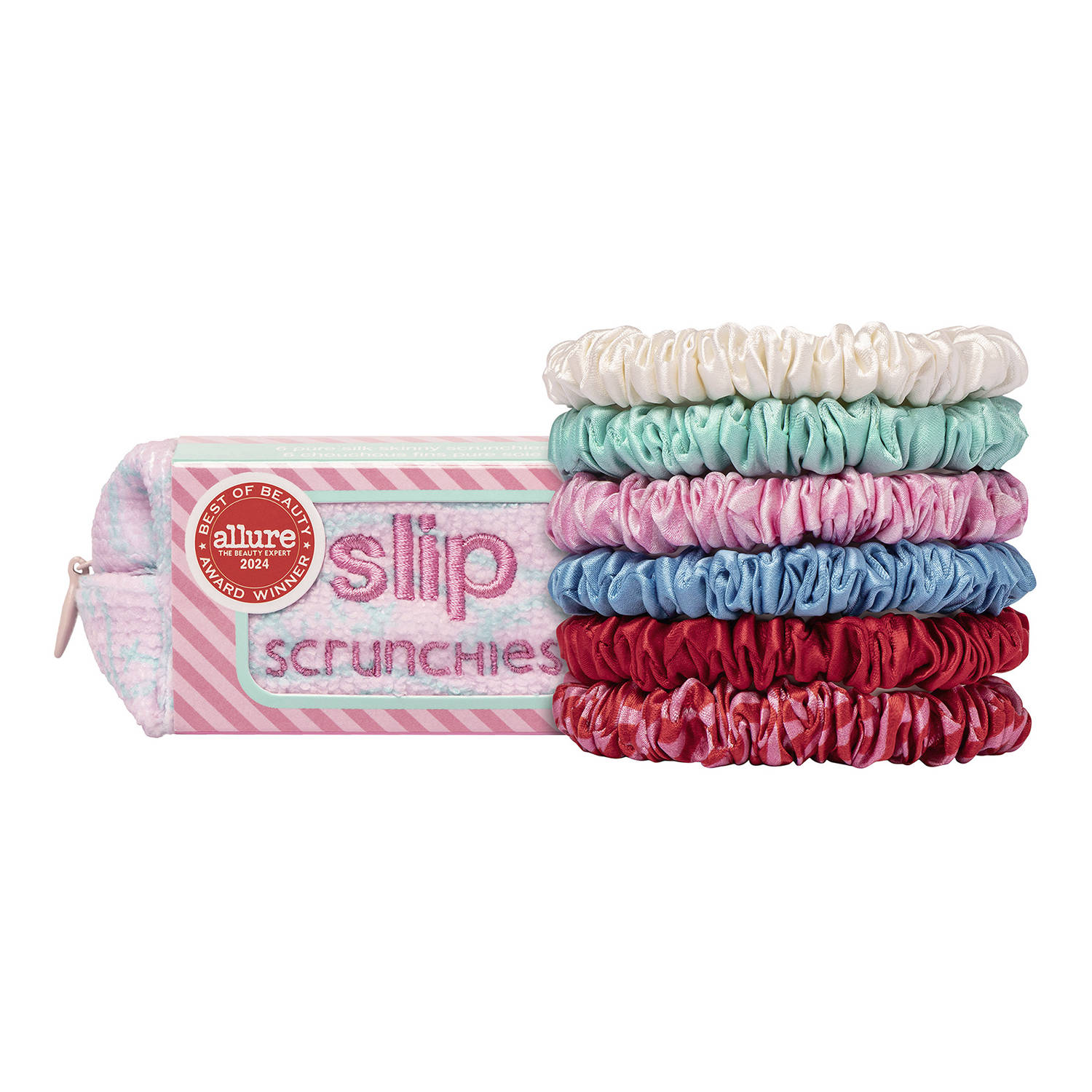 Slip Pure Silk Skinny Scrunchies With Complimentary Pouch High Tide