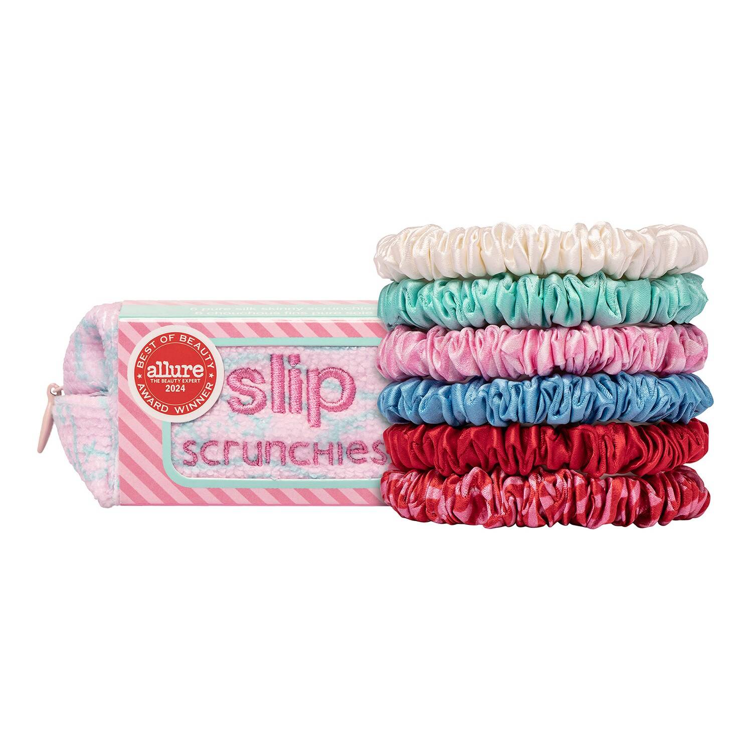 Slip Pure Silk Skinny Scrunchies With Complimentary Pouch High Tide