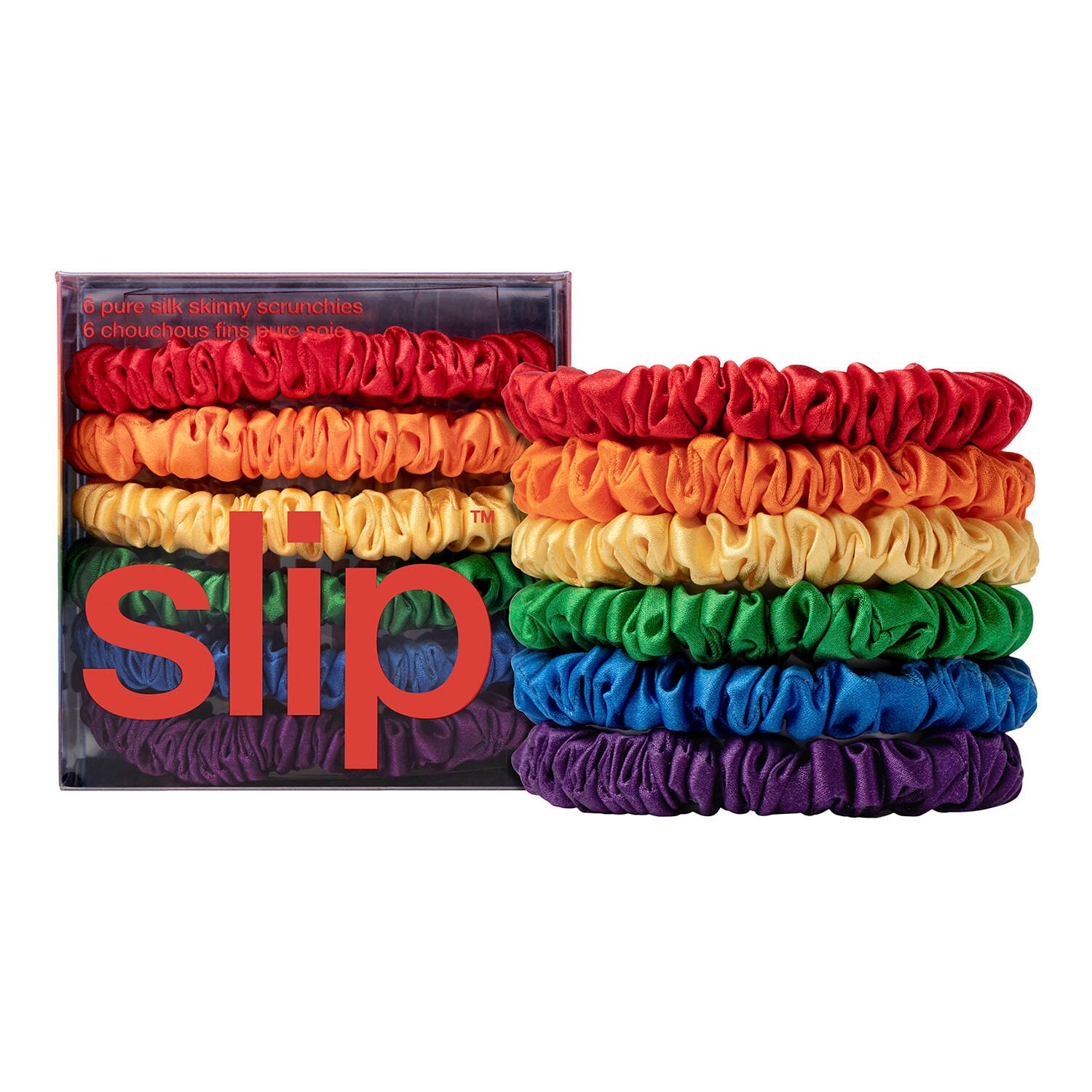 Slip Pure Silk Skinny Scrunchies Rainbow