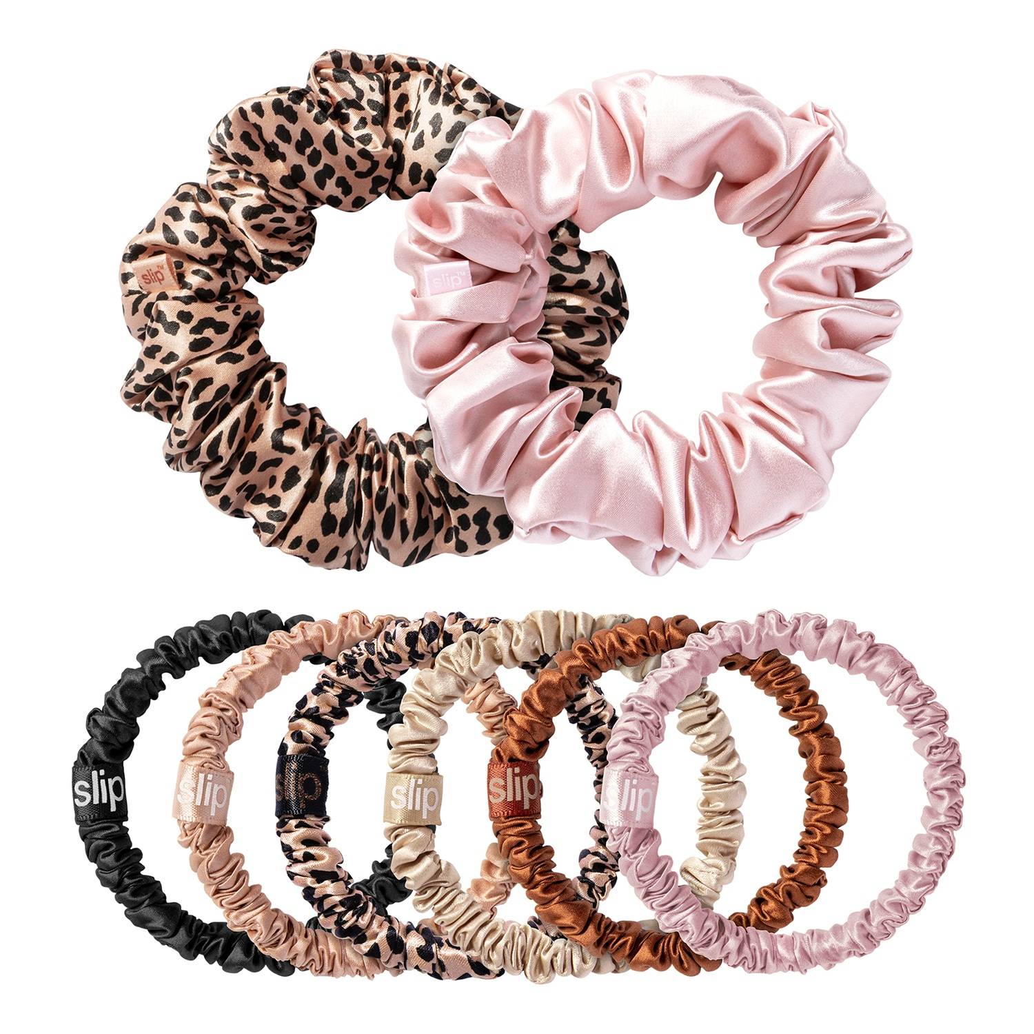 Slip Pure Silk Assorted Scrunchies Set Of 8 Sunset