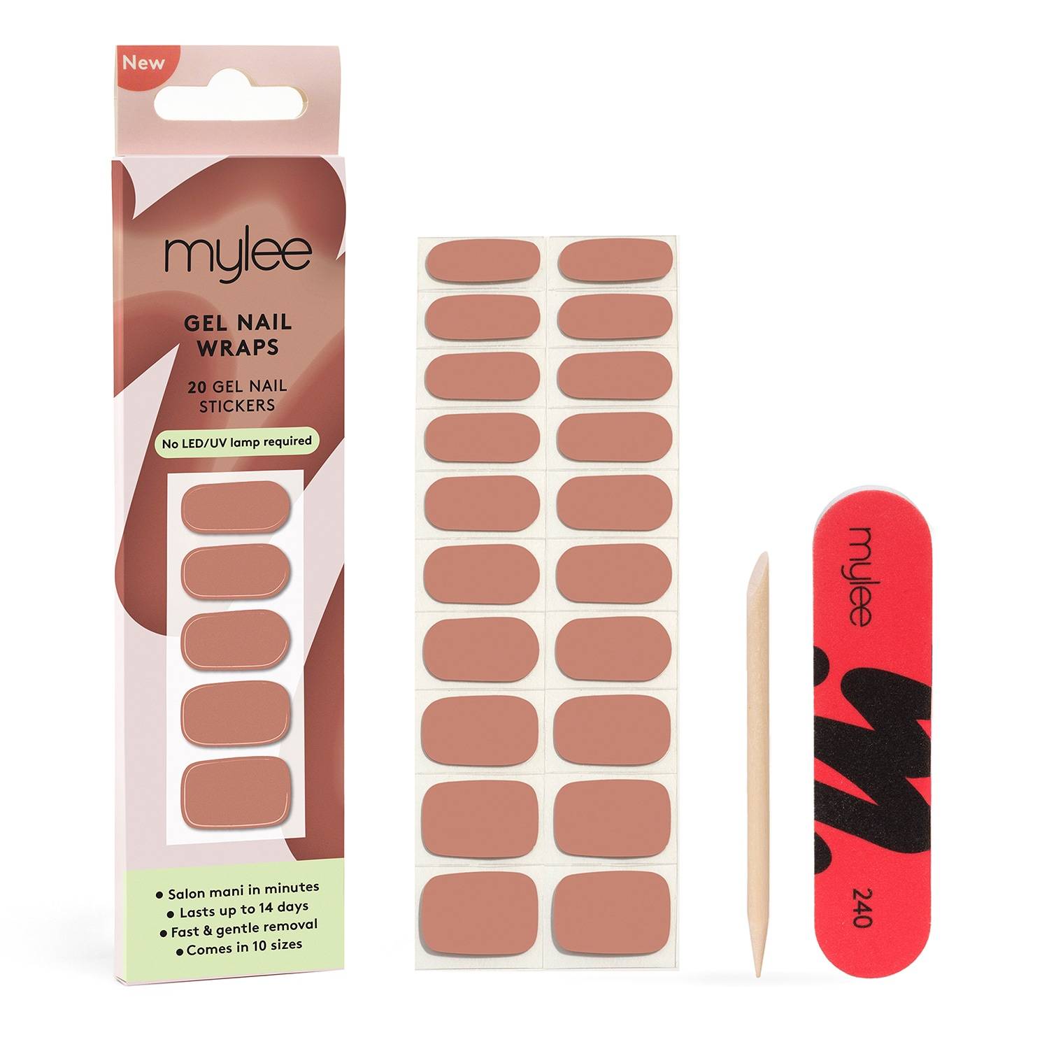 Mylee Gel Nail Wraps 20 Pieces Naturally, Darling
